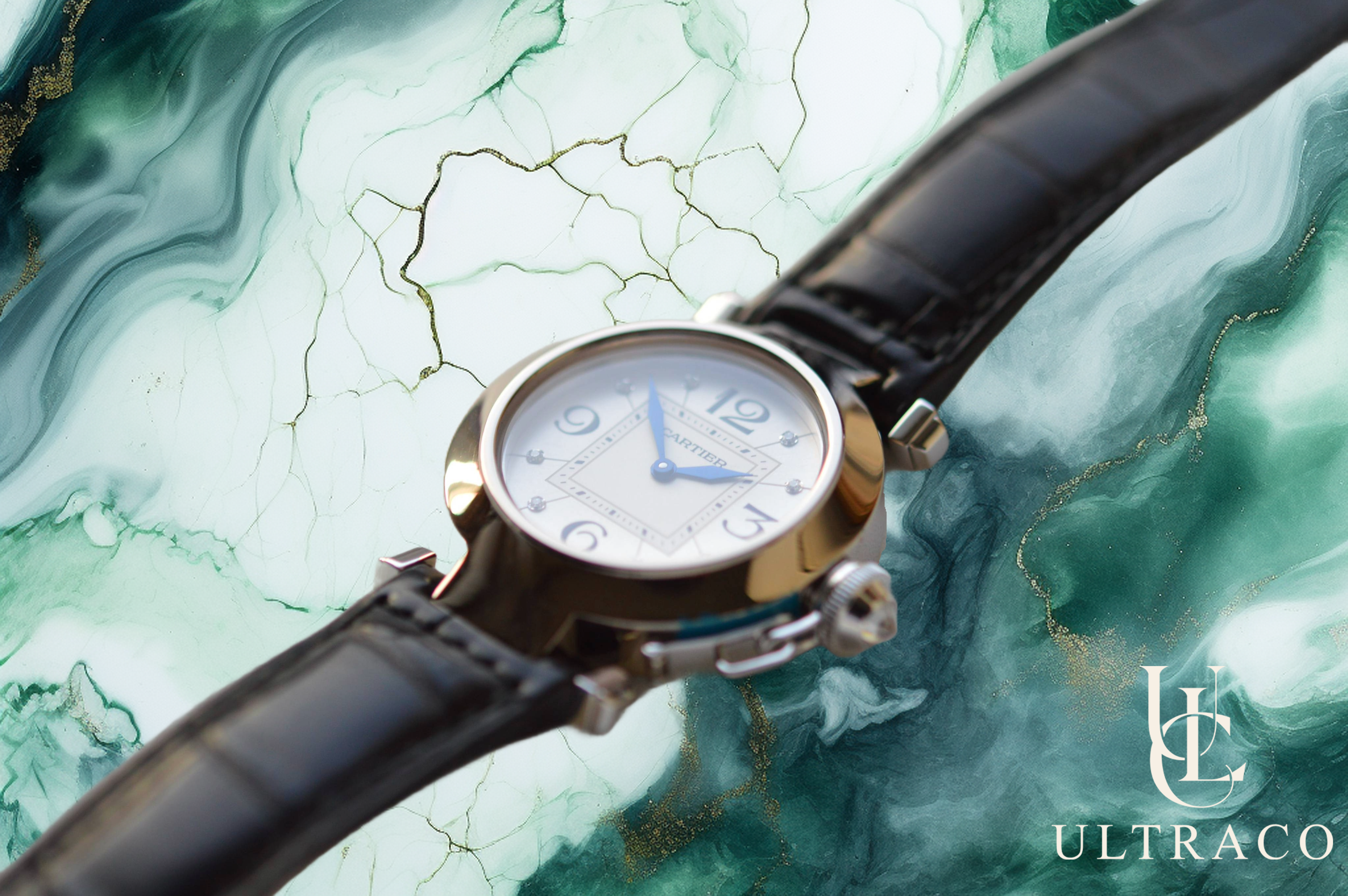 Cartier Pasha 18K White Gold Diamond Index Quartz