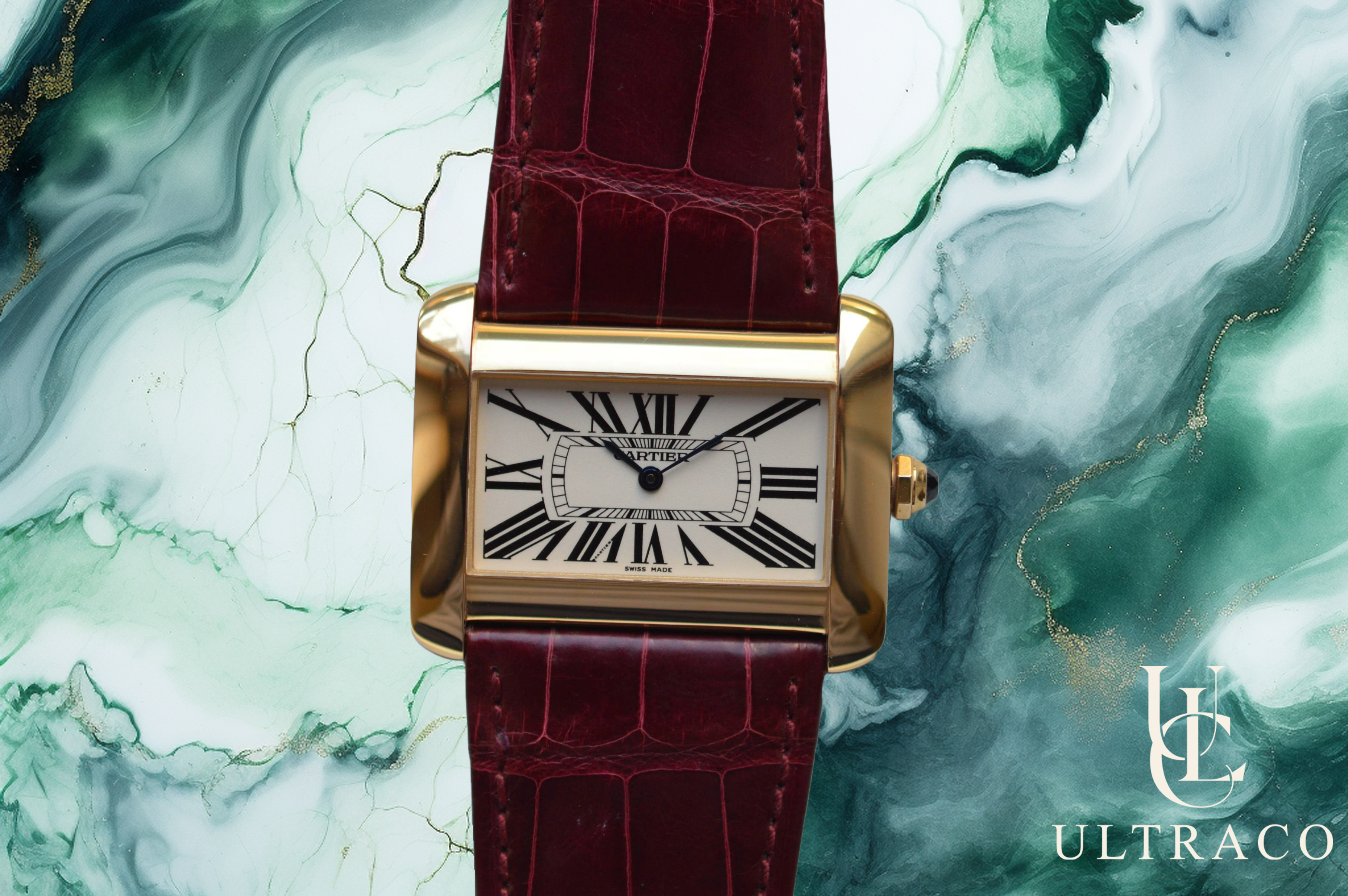 Cartier Tank Divan Grand Quartz en Or Jaune 18 Carats