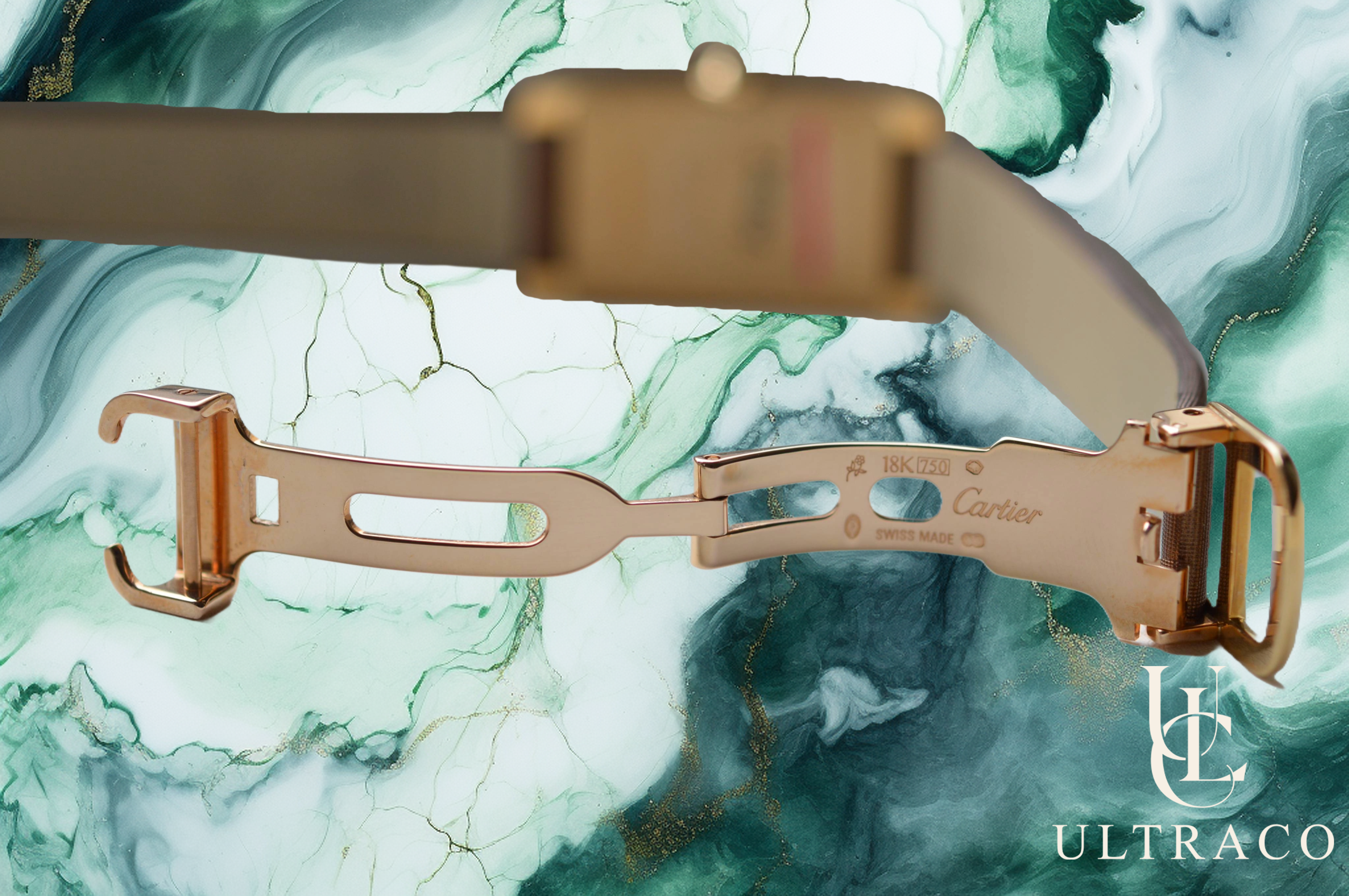 Cartier Tank Américaine PM 18K Yellow Gold & Diamond Bezel Brown Strap