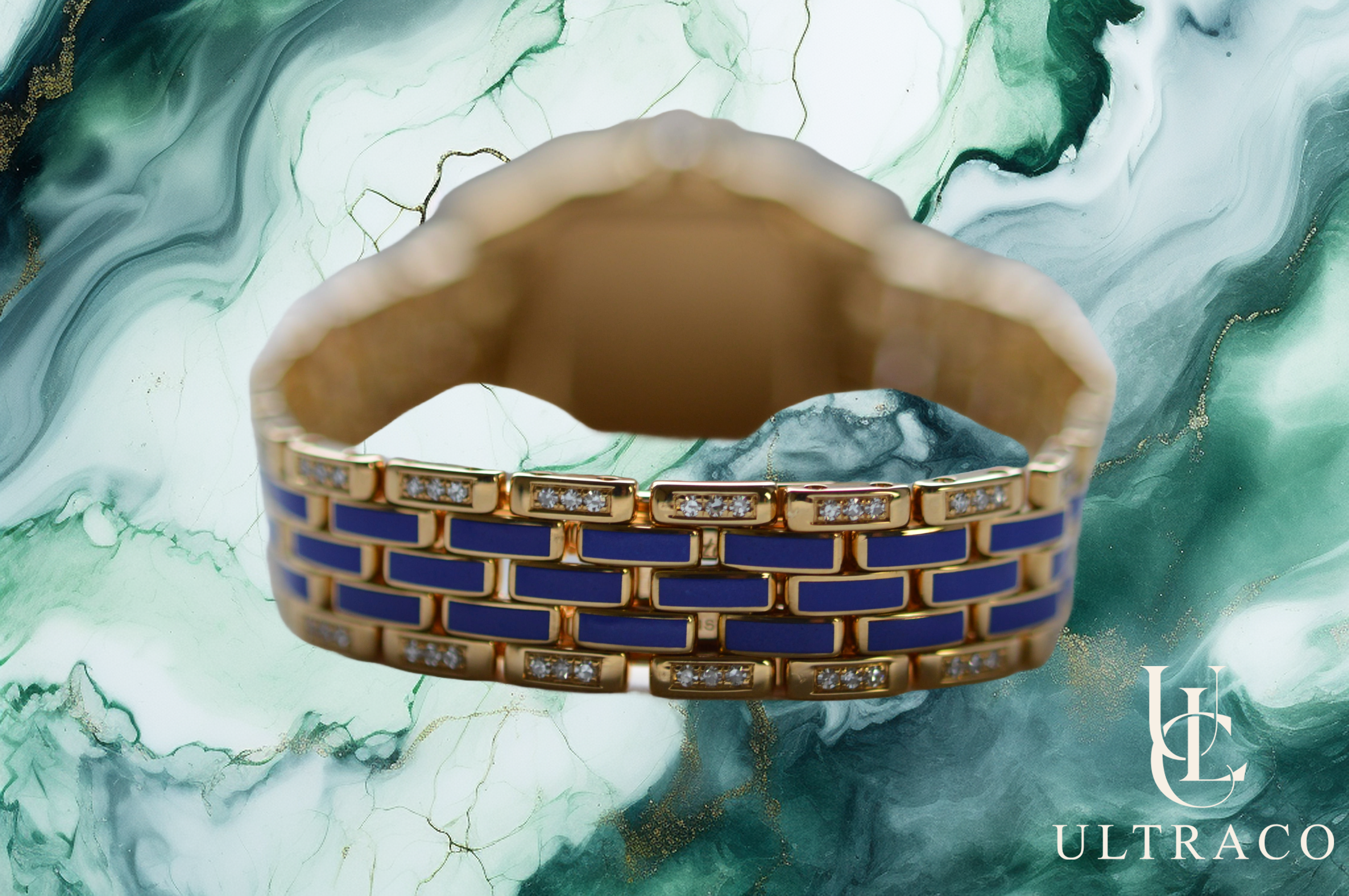 Cartier Panthère SM Blue Lacquer Diamond Set Limited Prod. Quartz