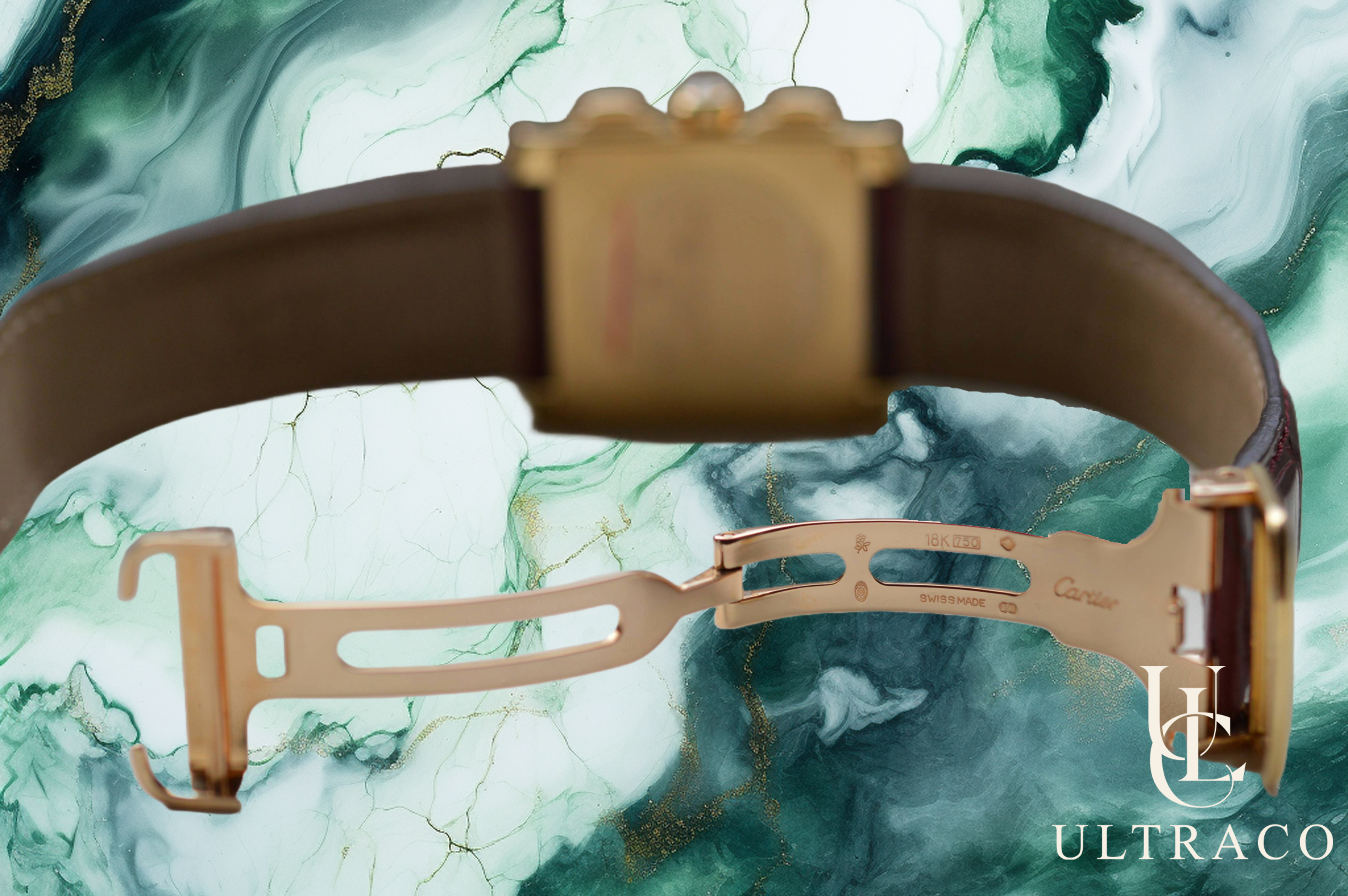 Cartier Tank Française GM Chronoflex 18K Yellow Gold & Diamond Bezel