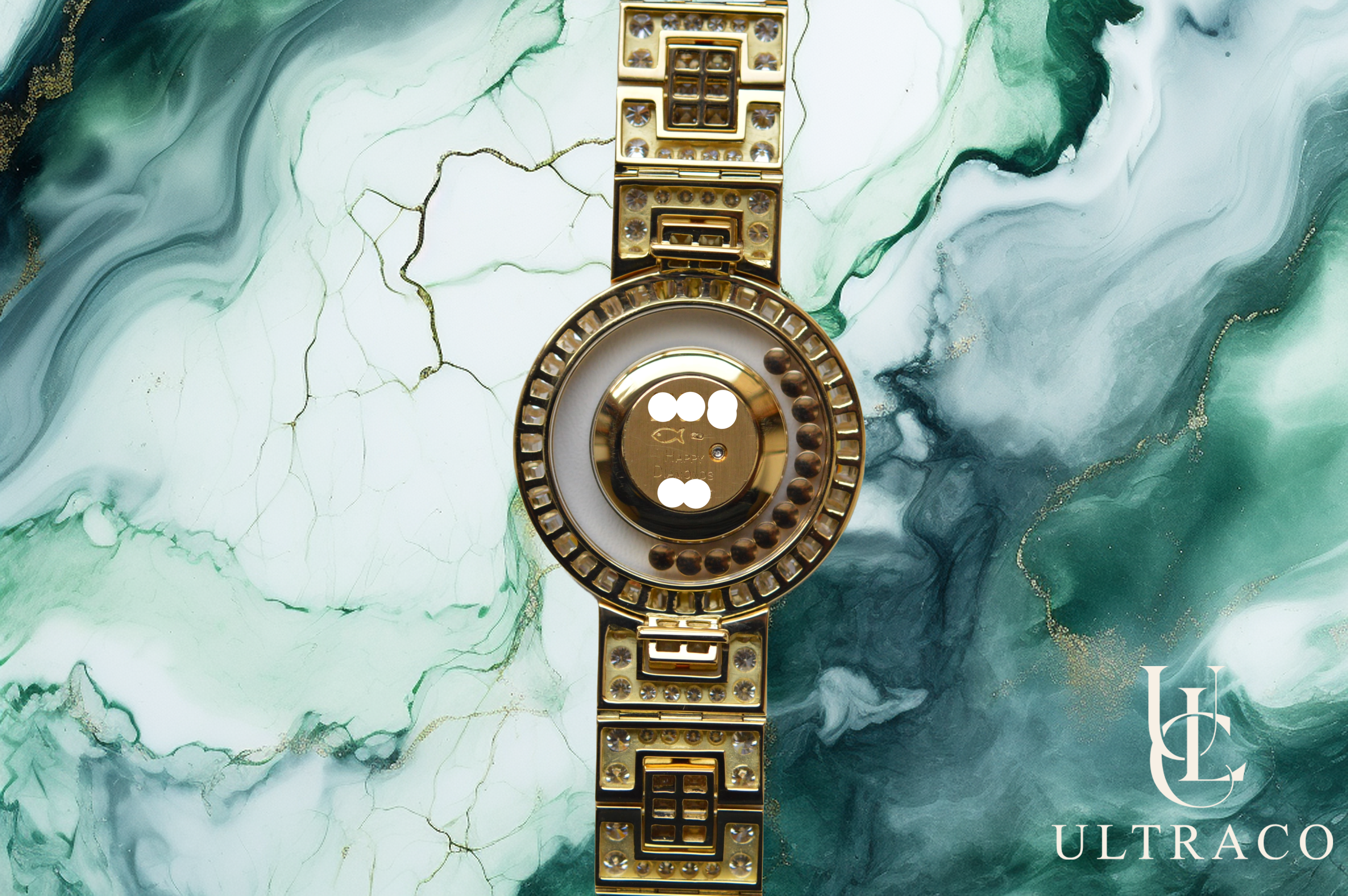 Chopard L.U.C Happy Diamonds Full Paved Diamonds 18K Yellow Gold Quartz