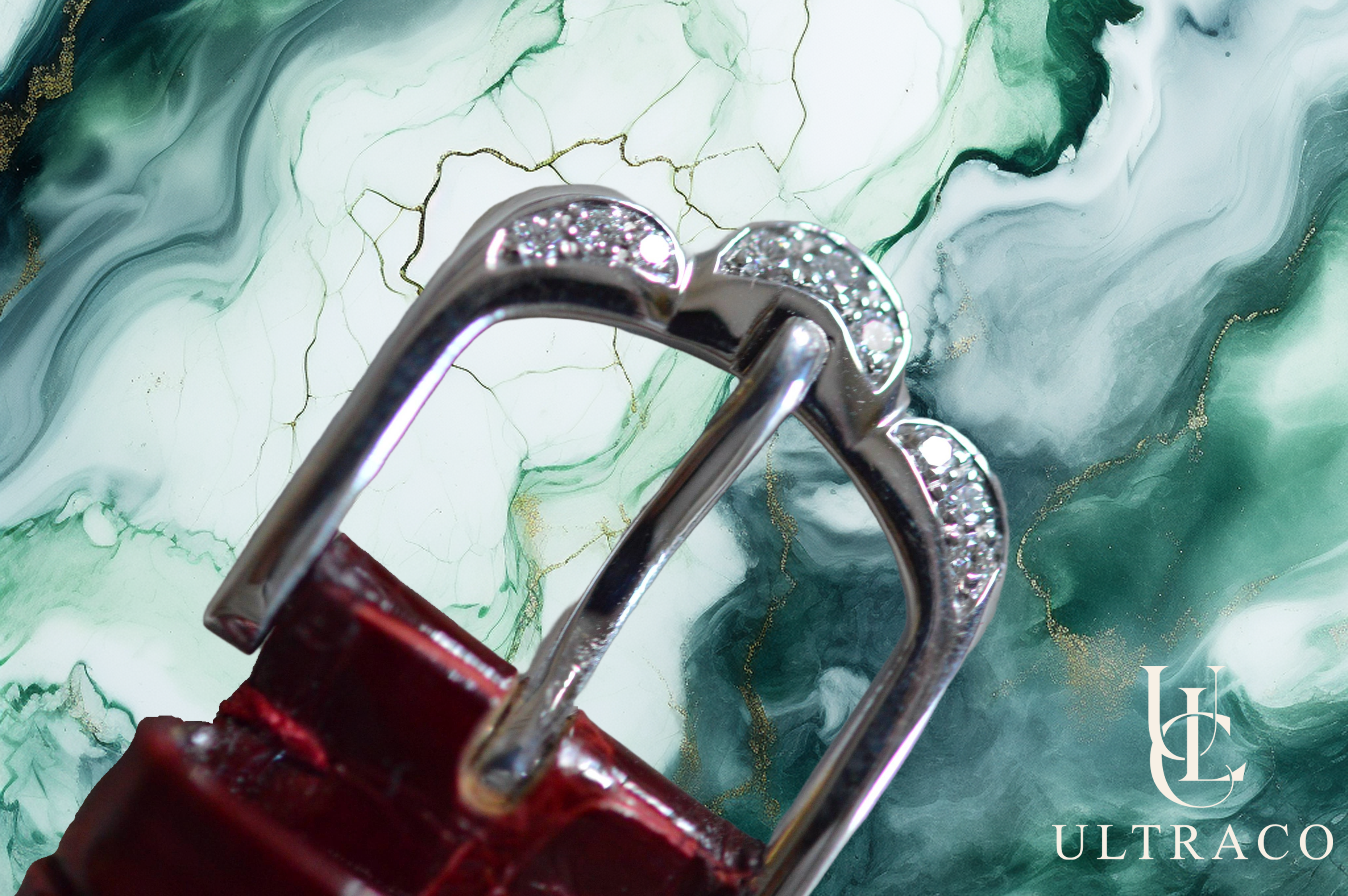 Montega Marguerite White Gold MOP Orange Dial & Pave Diamond Bezel