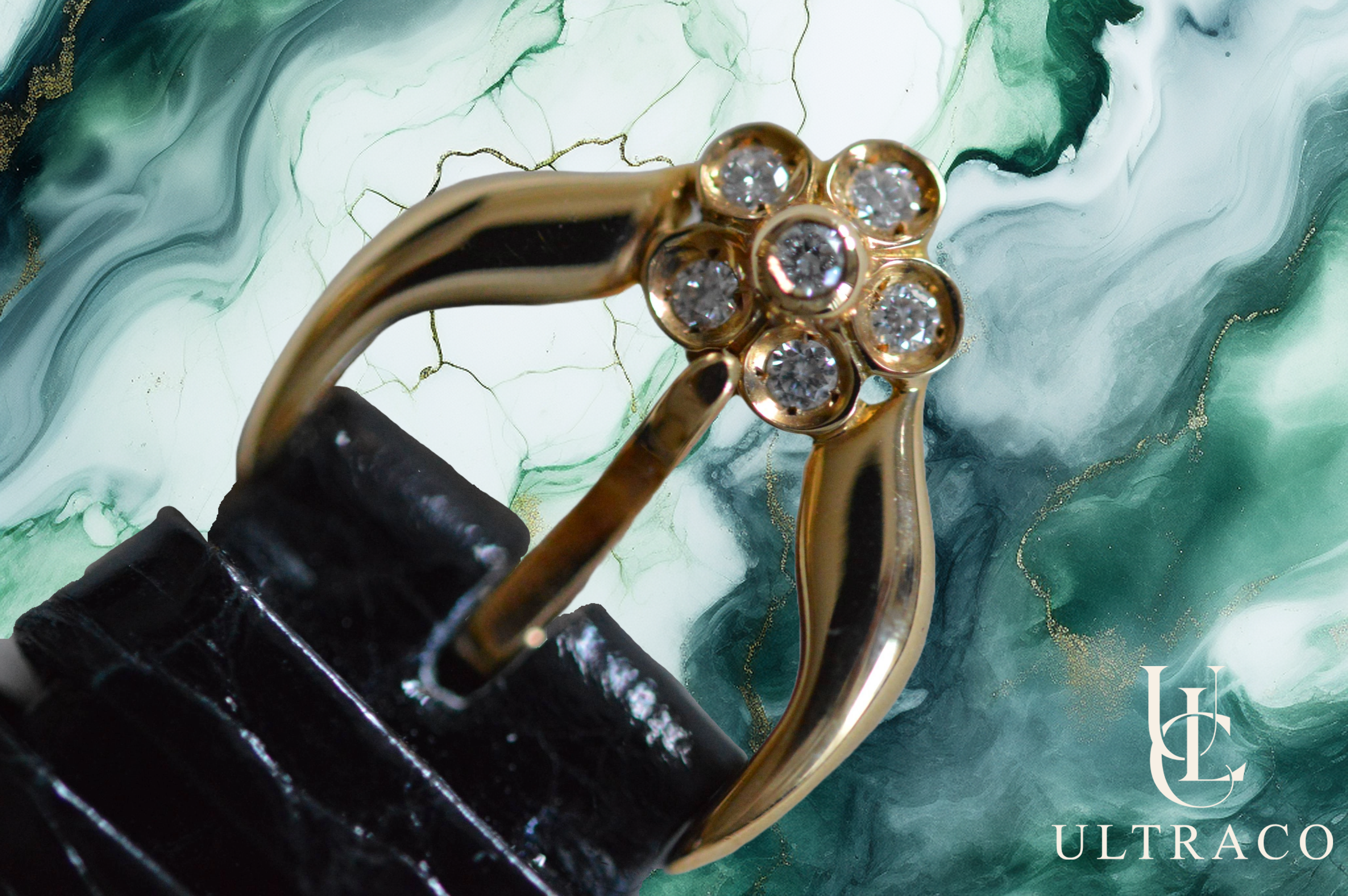 Montega Yellow Gold Pave Emerald Flowers, Diamond Dial & Bezel