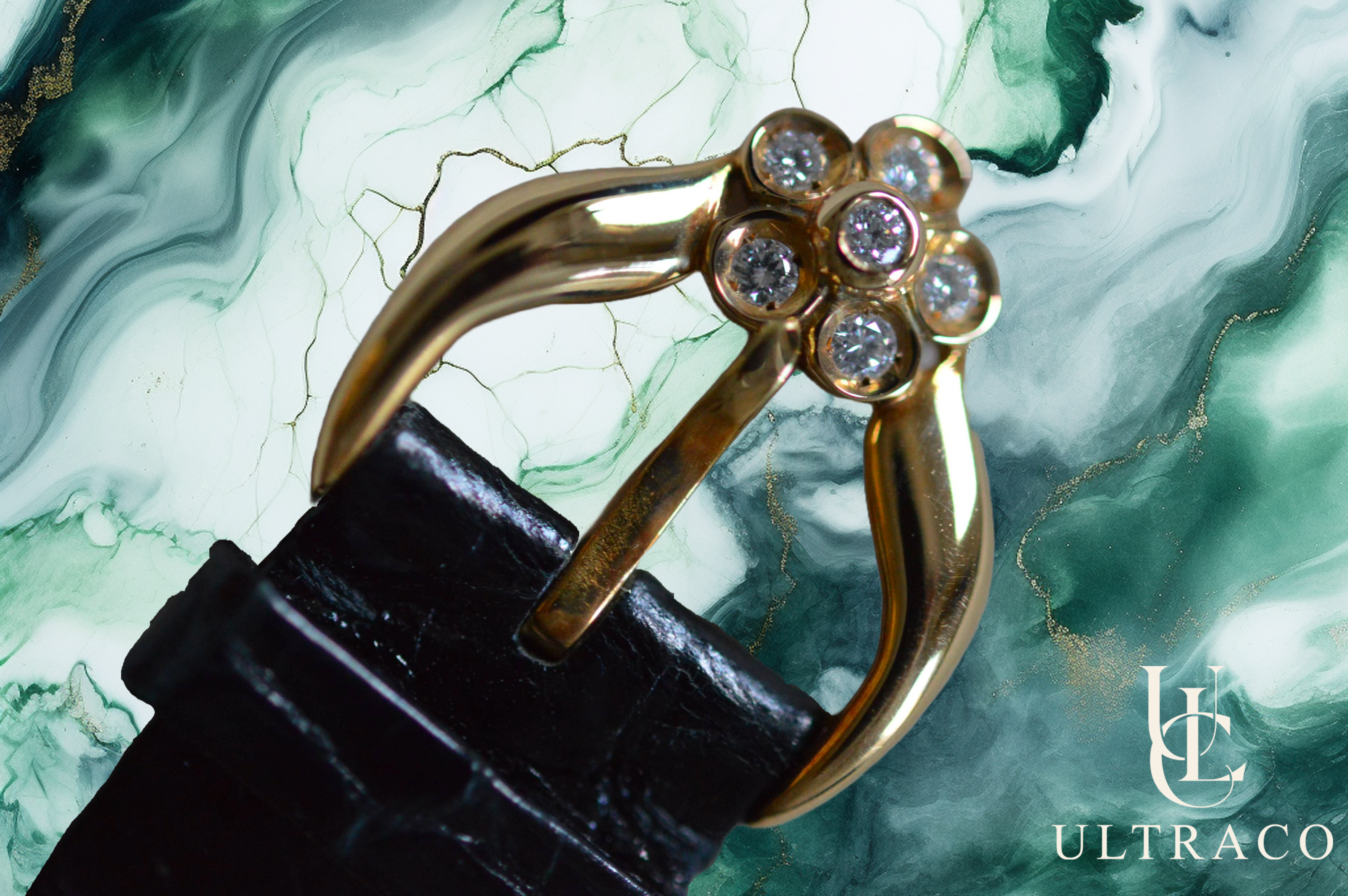 Montega Yellow Gold Pave Emerald Flowers, Diamond Dial & Bezel