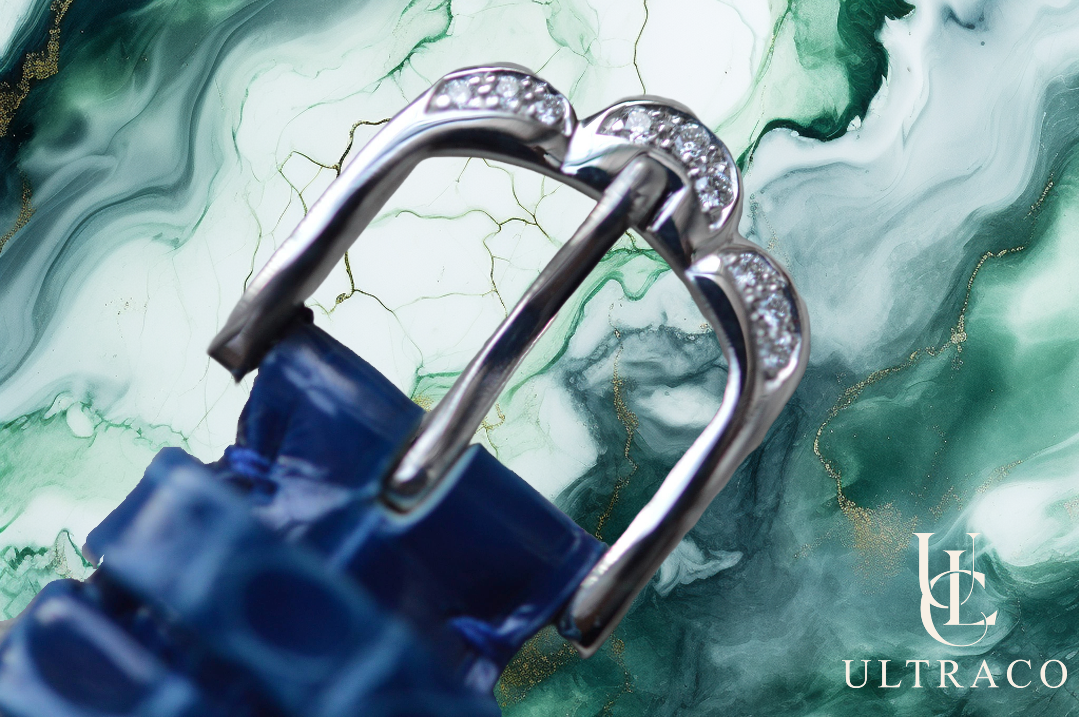 Montega Marguerite White Gold MOP Blue Dial & Pave Diamond Bezel