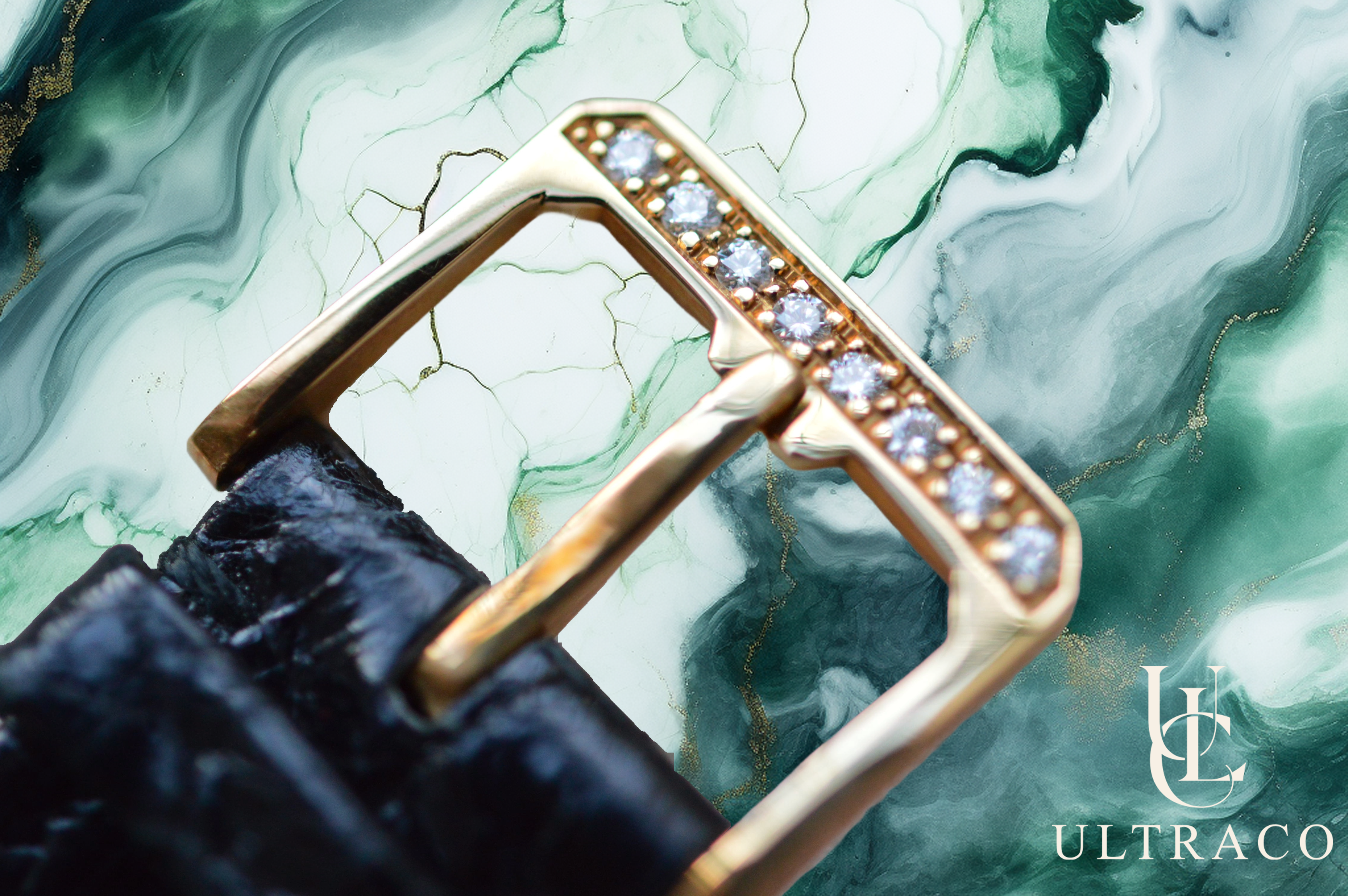 Montega Yellow Gold, Emerald Petal Dial & Pave Diamond Bezel