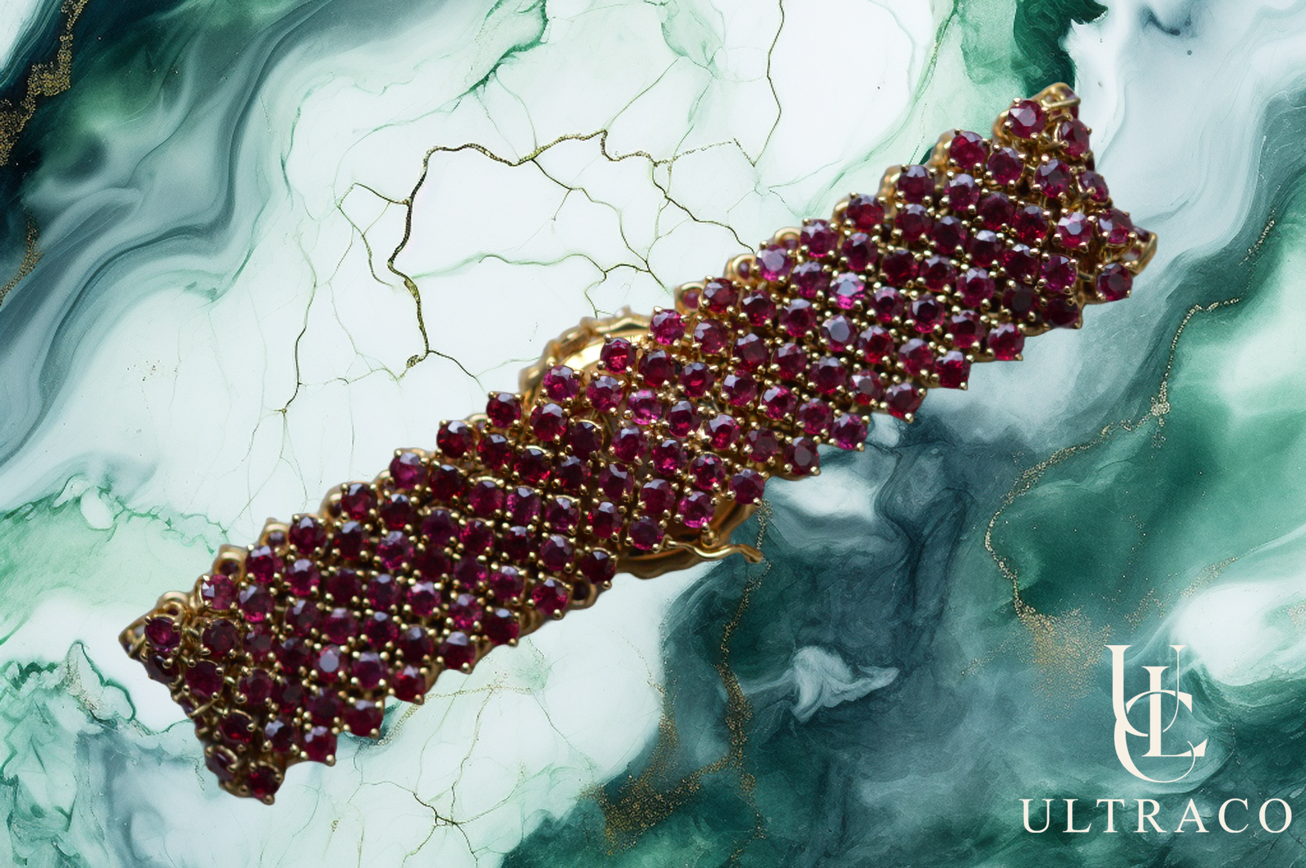 Montega Yellow Gold Unique Ruby Pave Watch