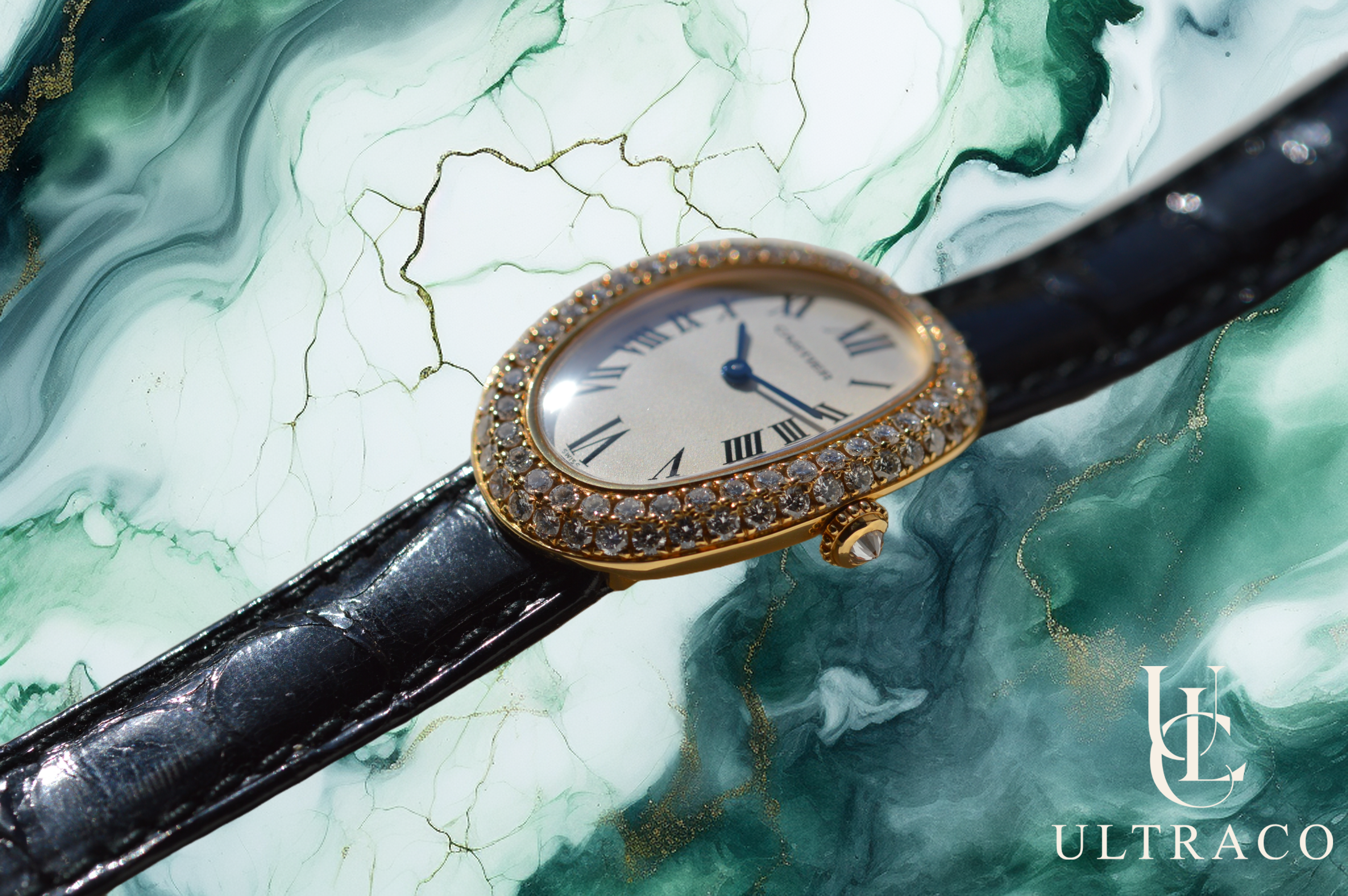 Cartier Baignoire 1920 18K Yellow Gold & Diamond Bezel