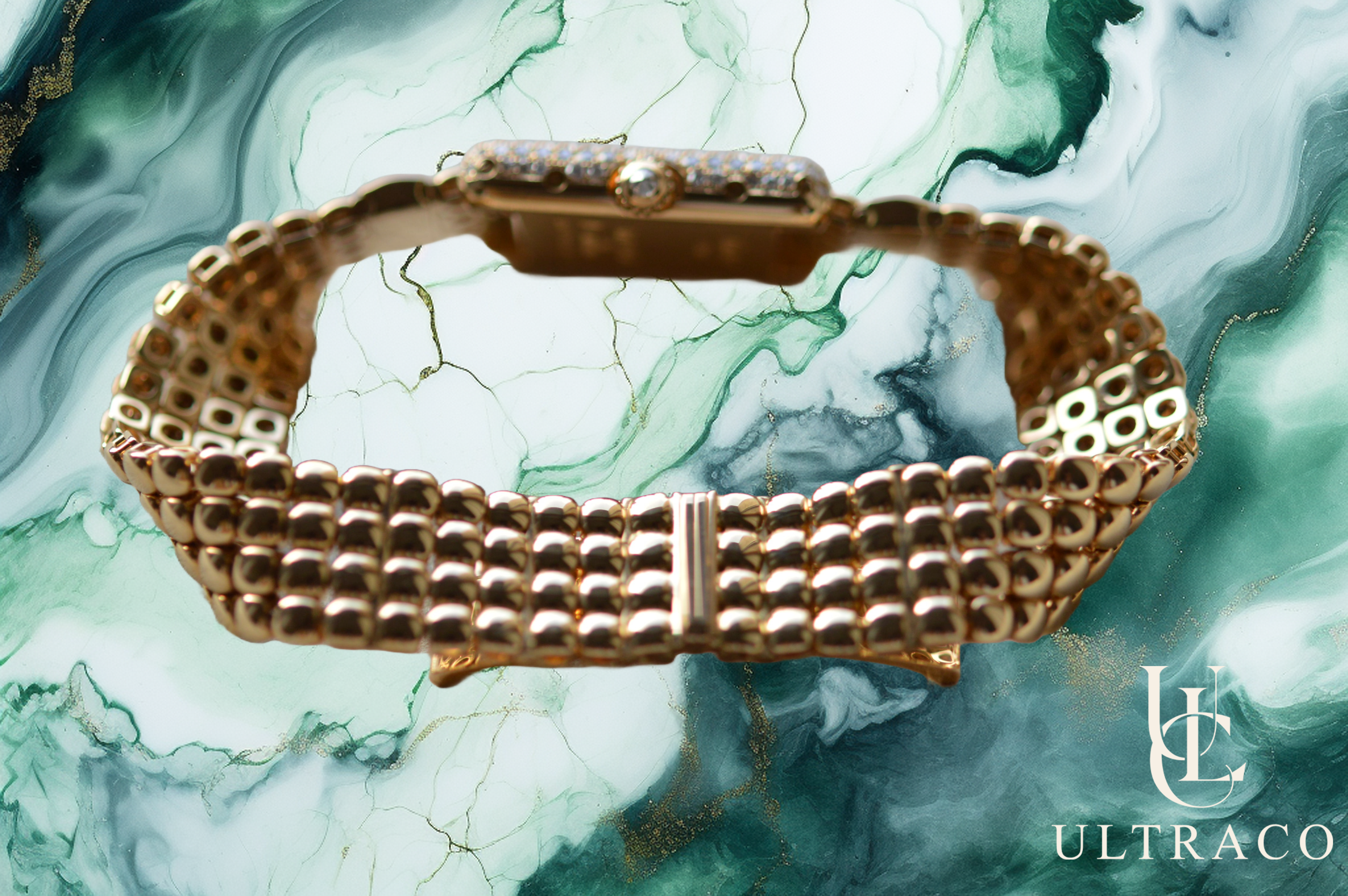 Cartier Tank PM Pastille Bracelet 18K Yellow Gold Diamond Bezel & Links