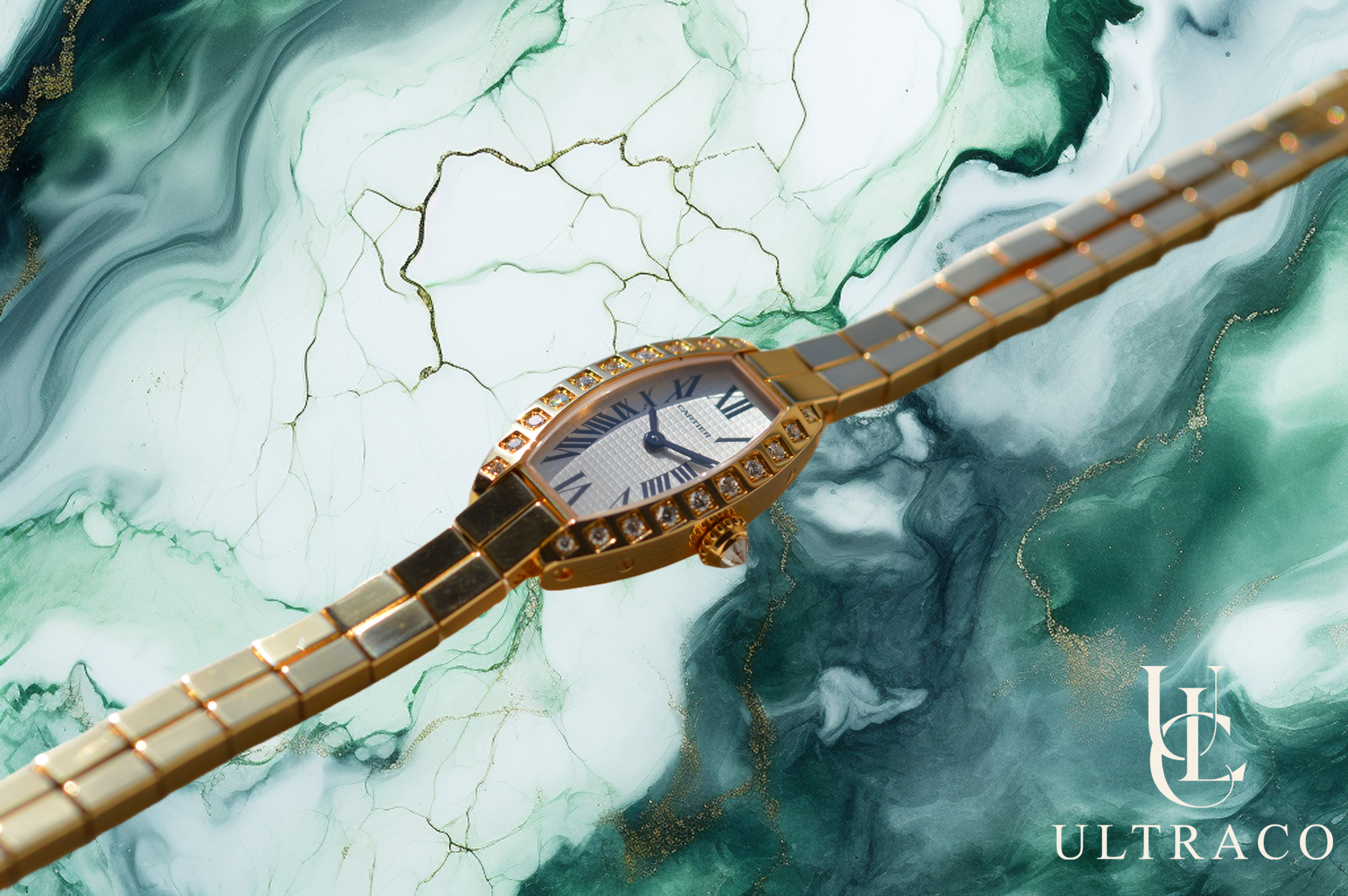 Cartier Lanières Mini Tonneau 18K Yellow Gold & Diamond Bezel