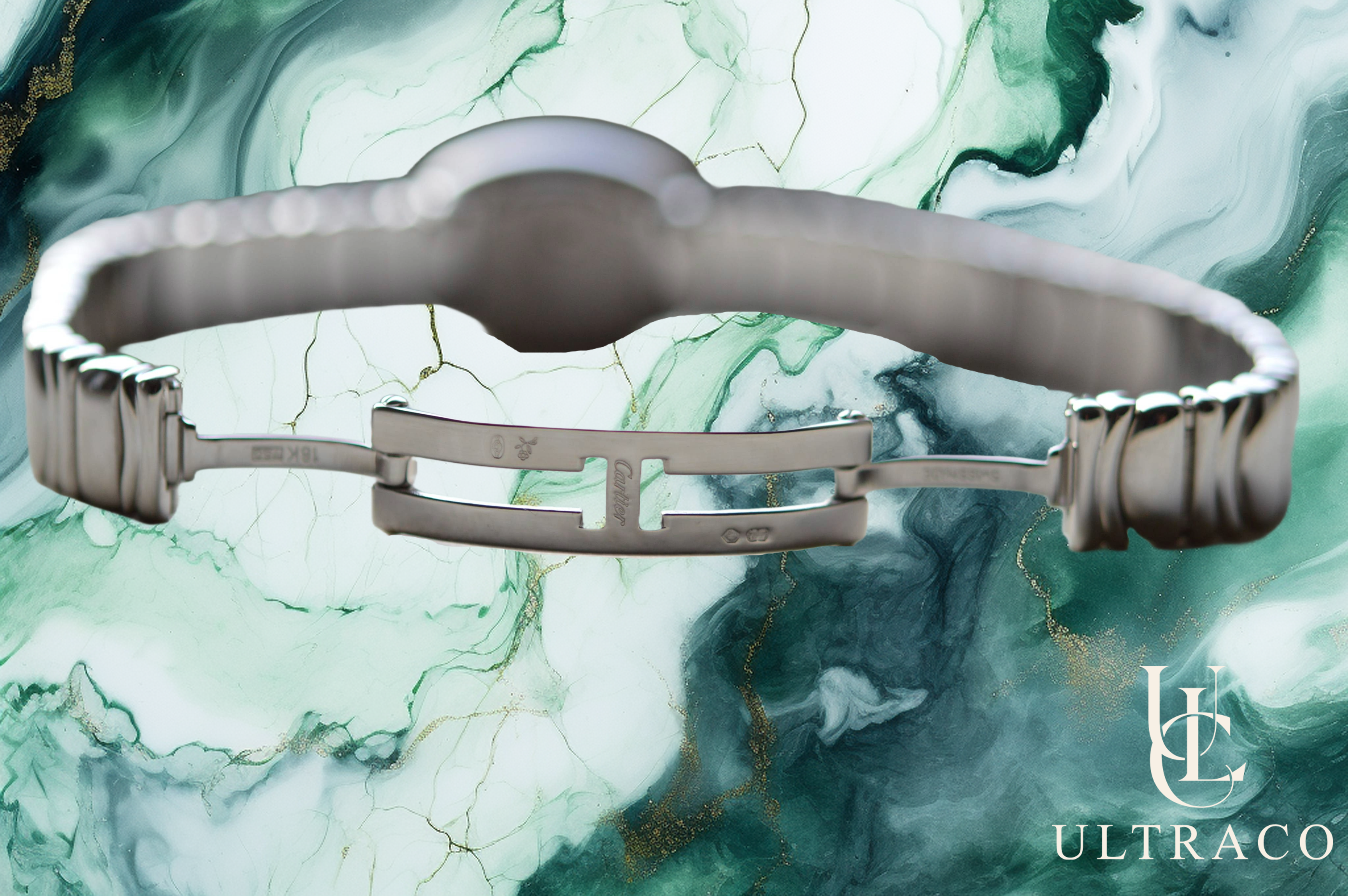 Cartier Mini Baignoire 18K Grey Gold & Diamond Bezel