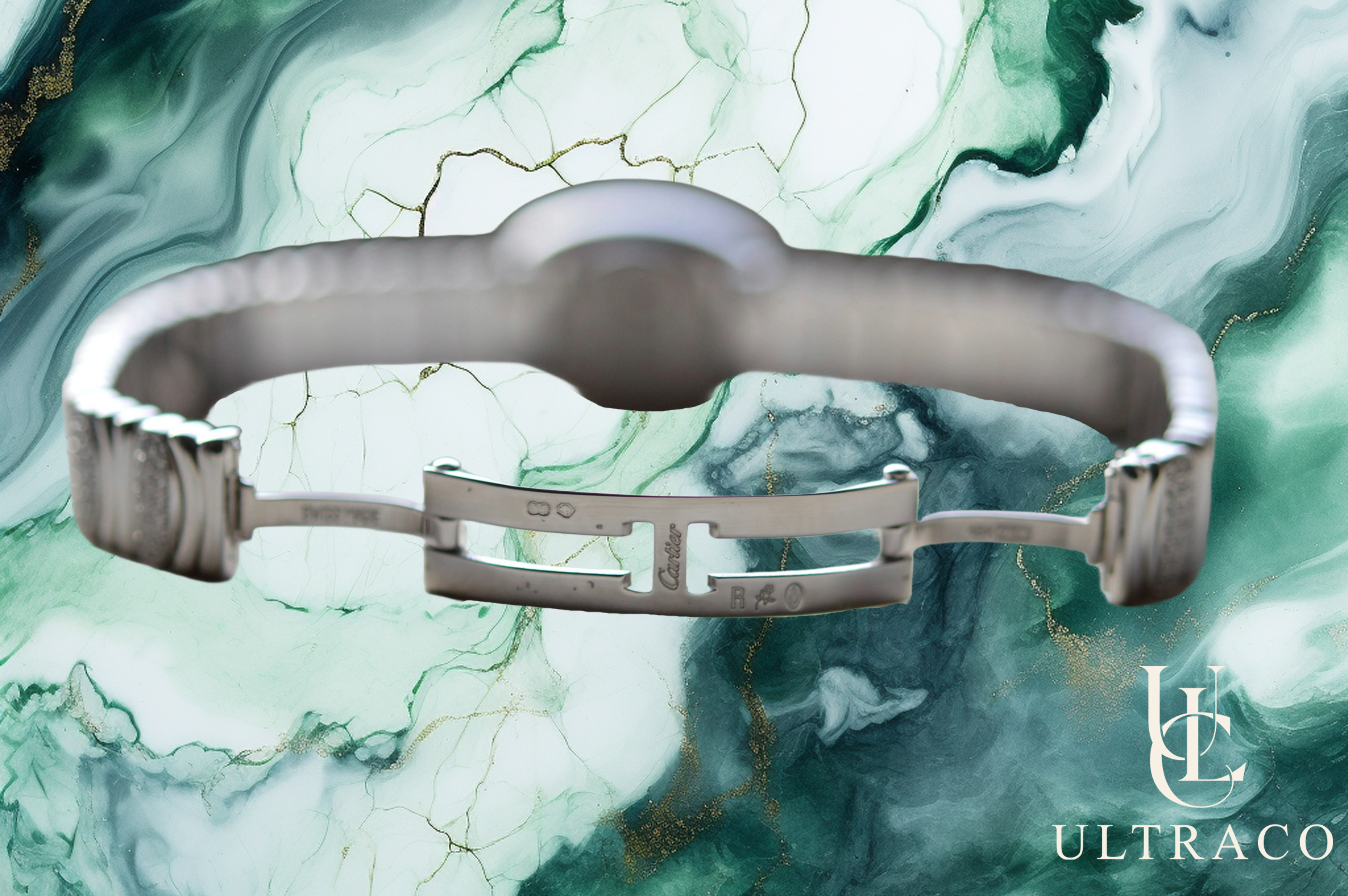 Cartier Mini Baignoire 18K Grey Gold Diamond Bezel & Bracelet