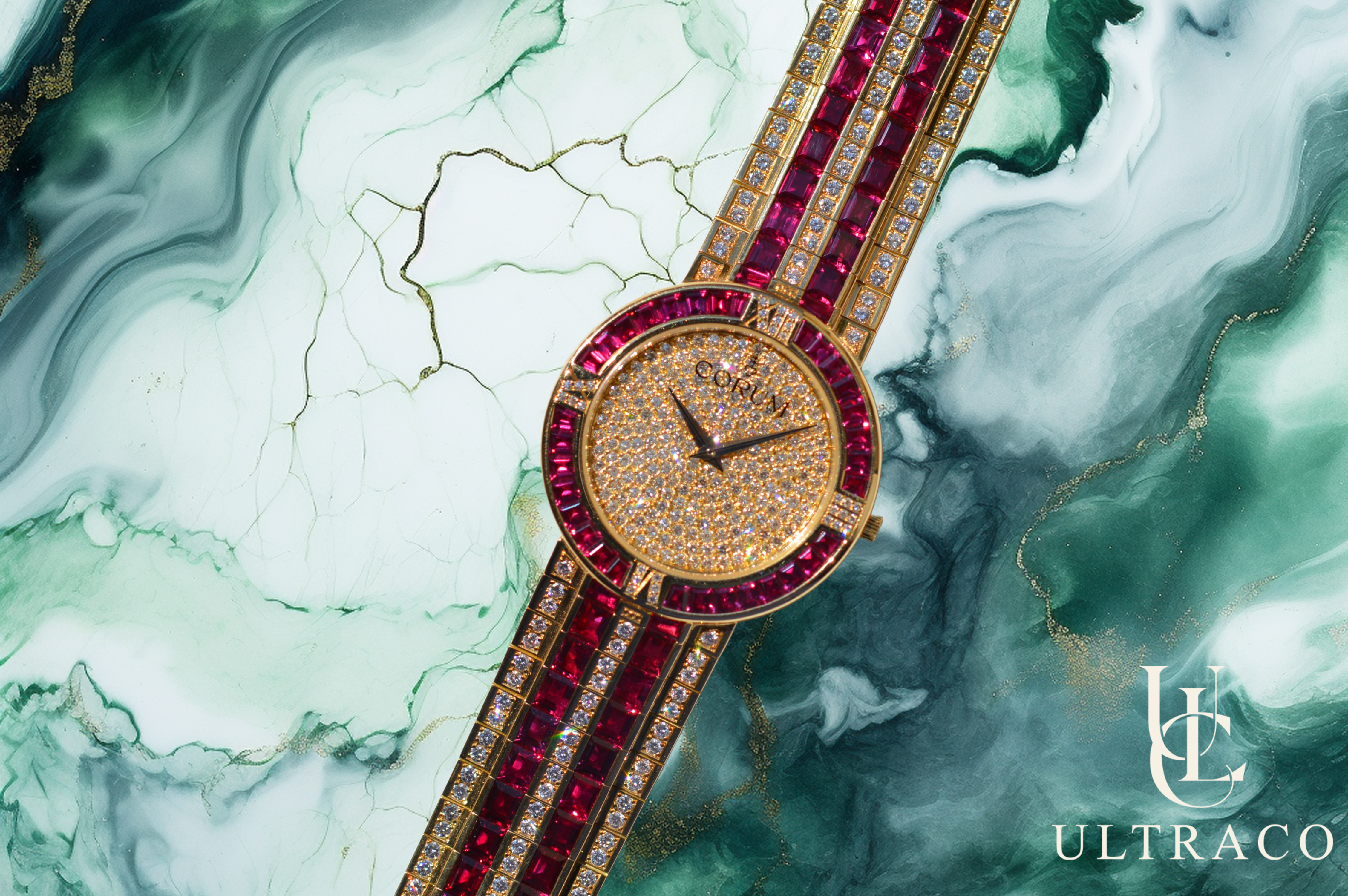 Corum "Les Palatines" Ruby & Diamond Paved 18K Yellow Gold Unique Piece