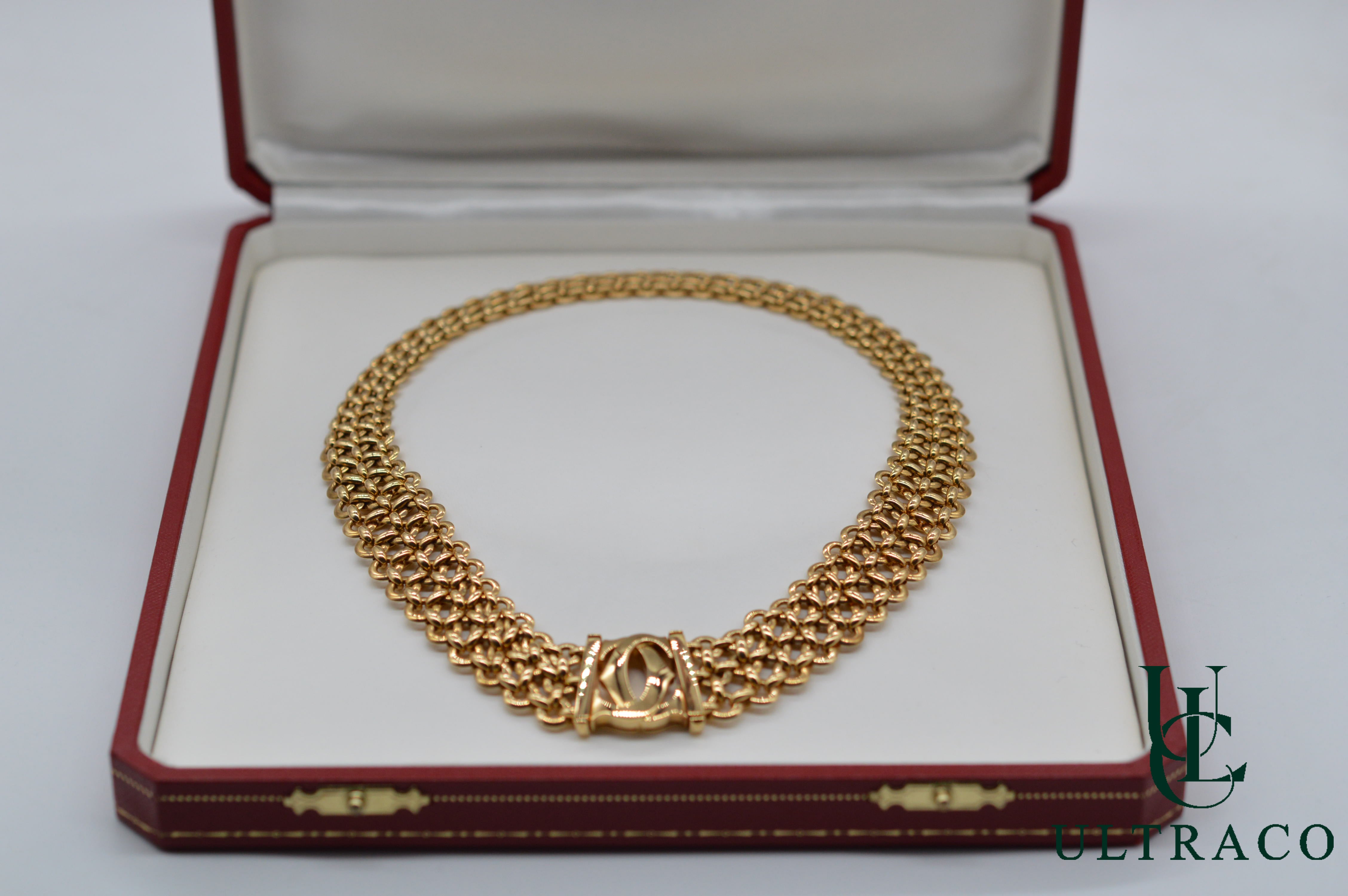 Cartier Double C "Penelope" Collier ras de cou à trois rangs en or jaune 18 carats