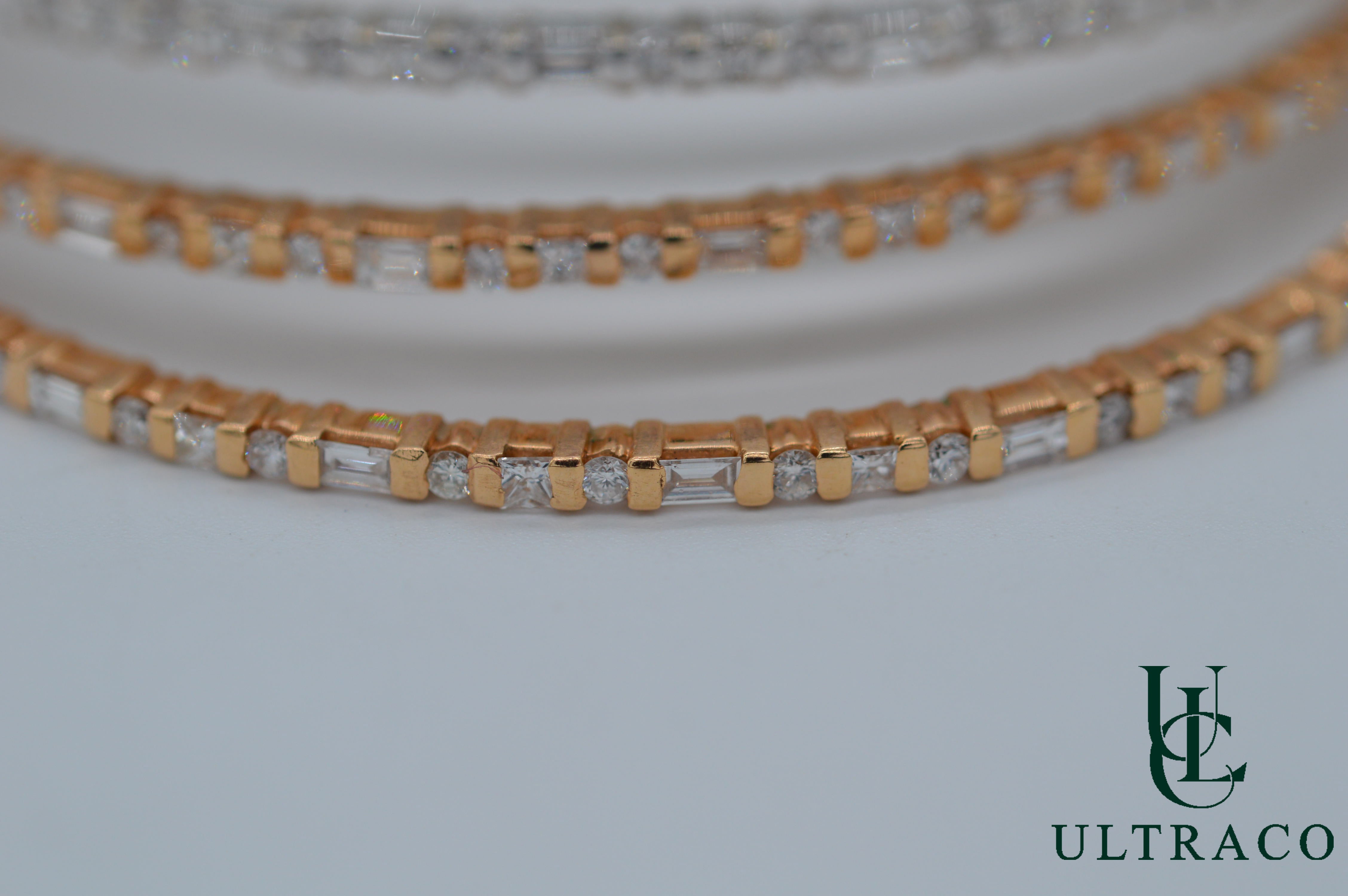 Diamond Yellow, White & Rose Gold Bracelet Set of 2