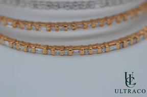 Diamond Yellow, White & Rose Gold Bracelet Set of 2