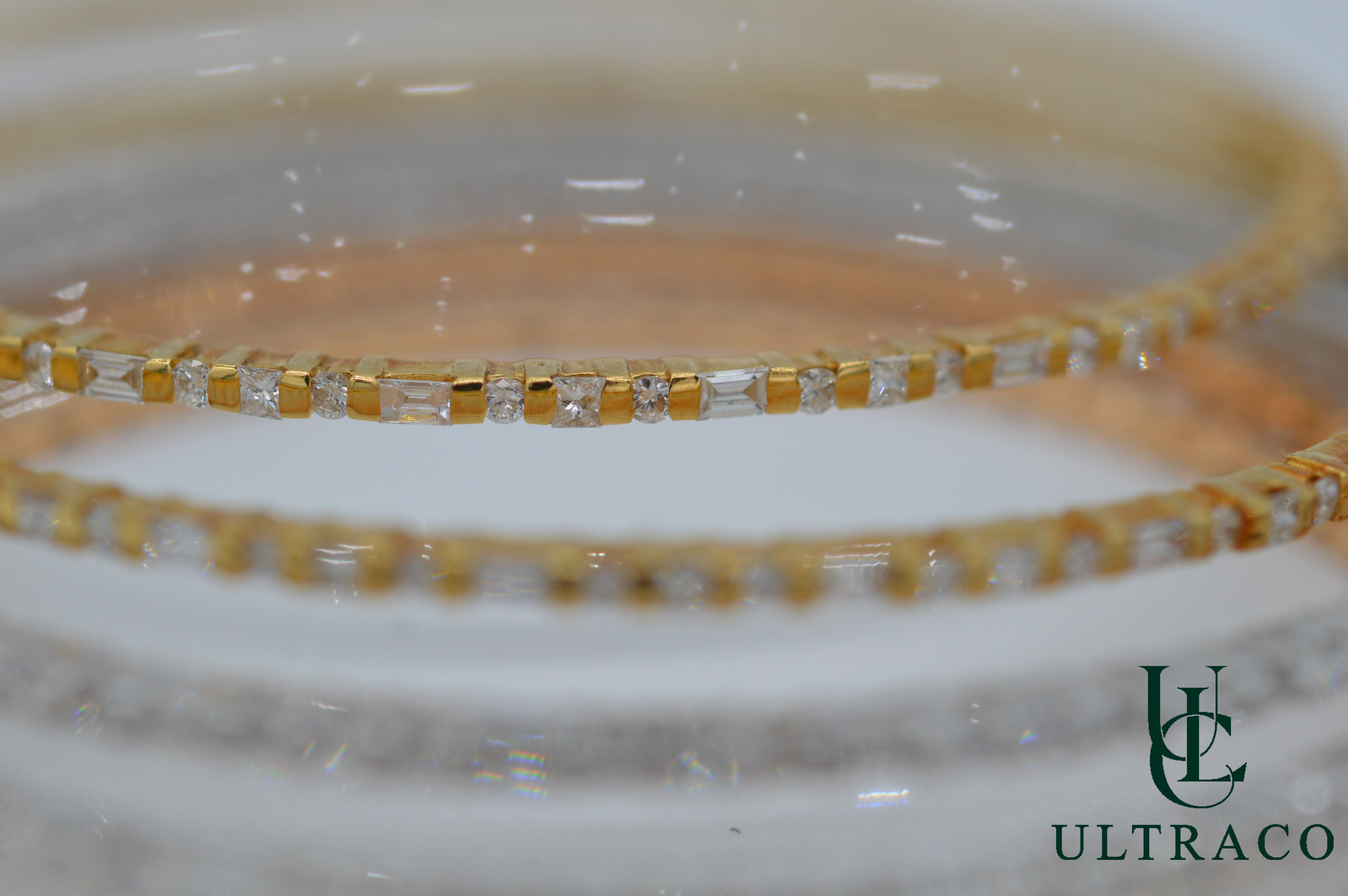 Diamond Yellow, White & Rose Gold Bracelet Set of 2