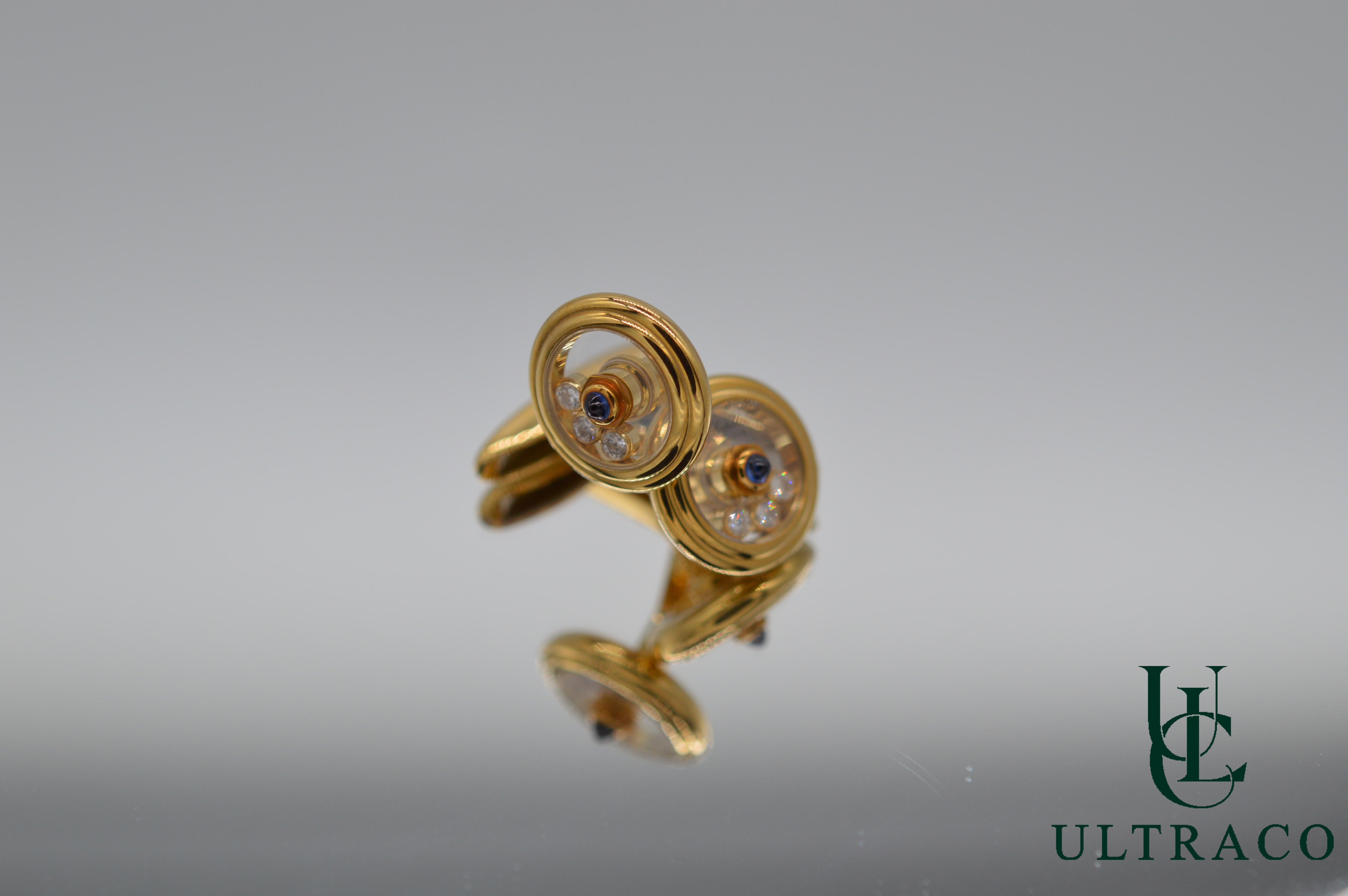 Chopard Happy Diamonds 18K Yellow Gold & 6 Moving Diamonds Cufflinks