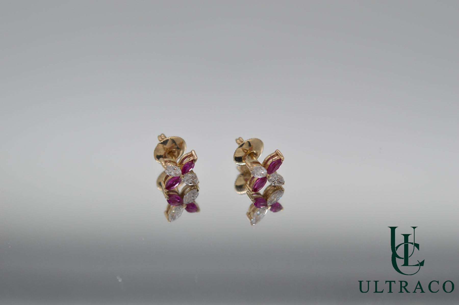 Ruby & Diamond Earrings In 18K White Gold Earrings