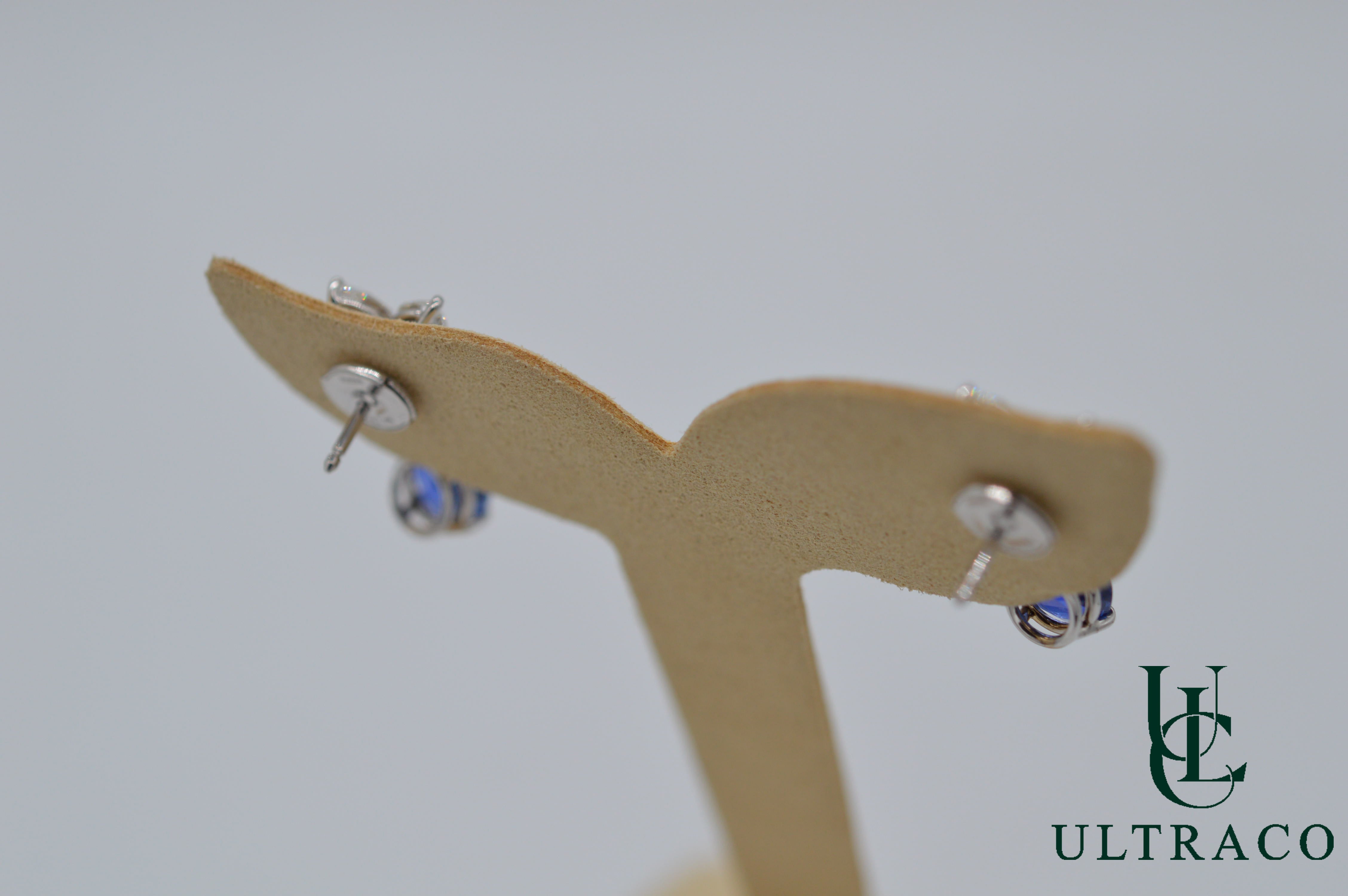 Blue Sapphire & Diamonds In 18K White Gold