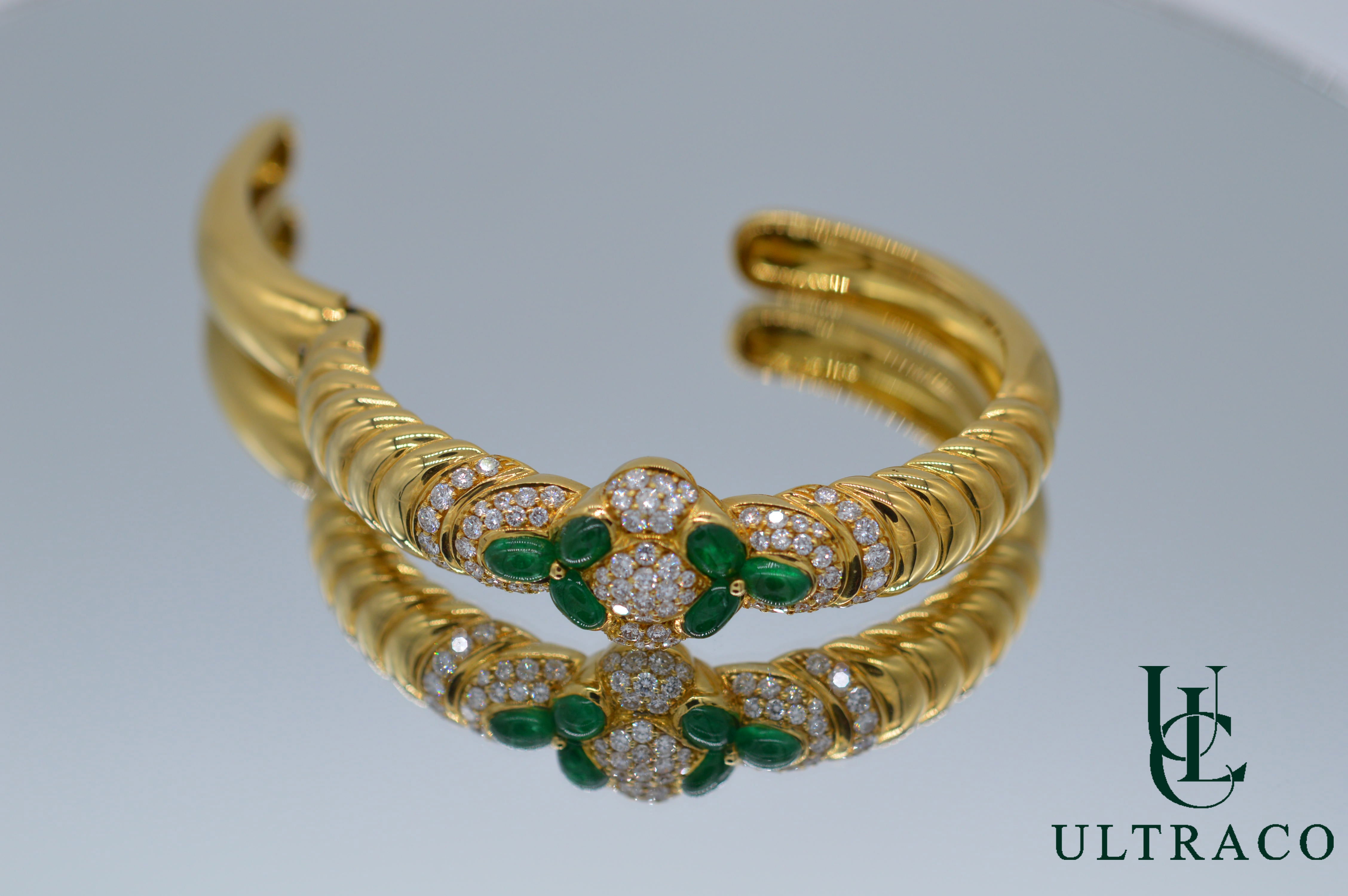 Bracelet diamants et émeraude en or jaune 18 carats