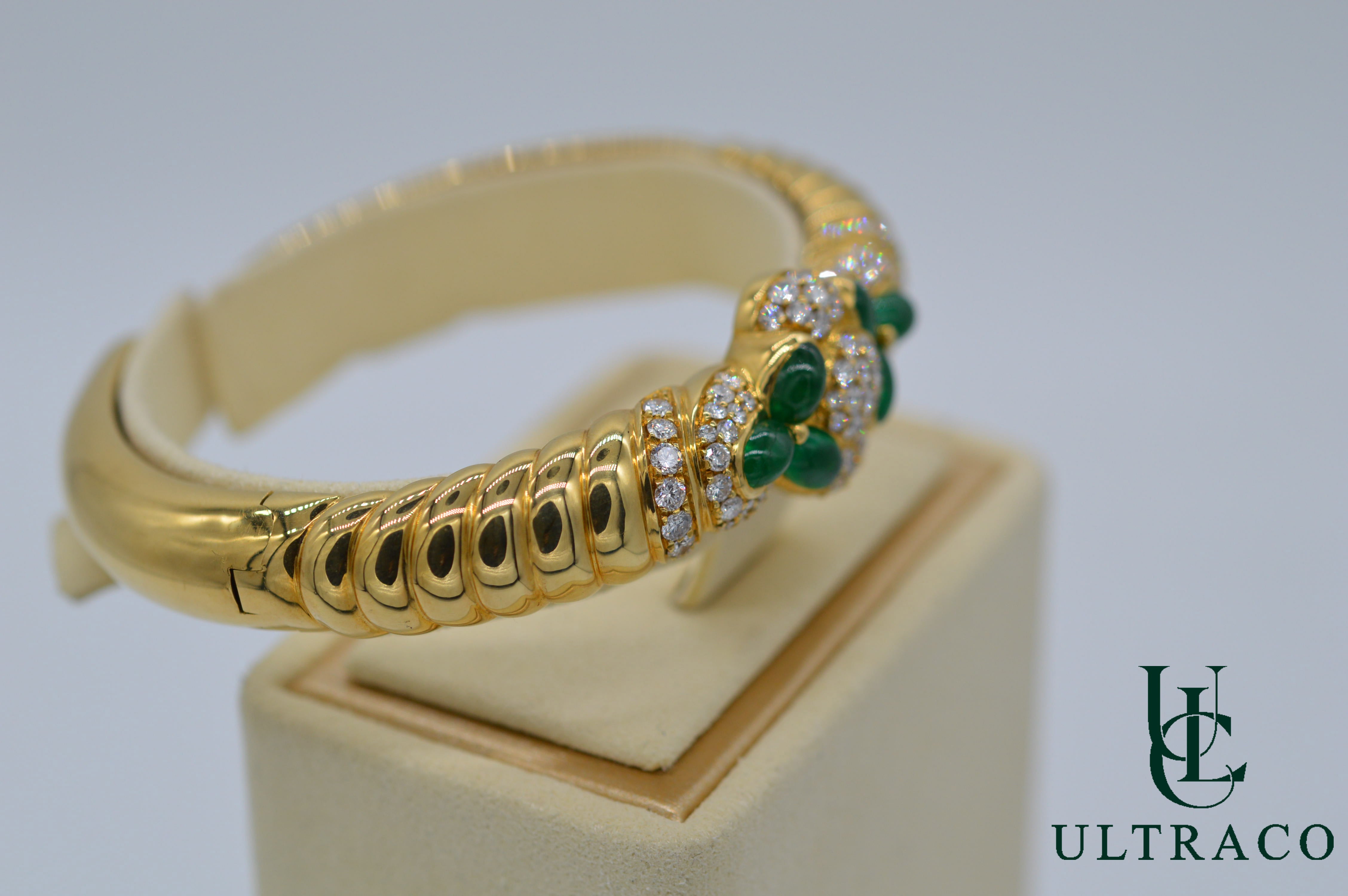 Bracelet diamants et émeraude en or jaune 18 carats