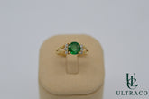 Zambian Emerald & Diamonds In 18K Yellow Gold Ring