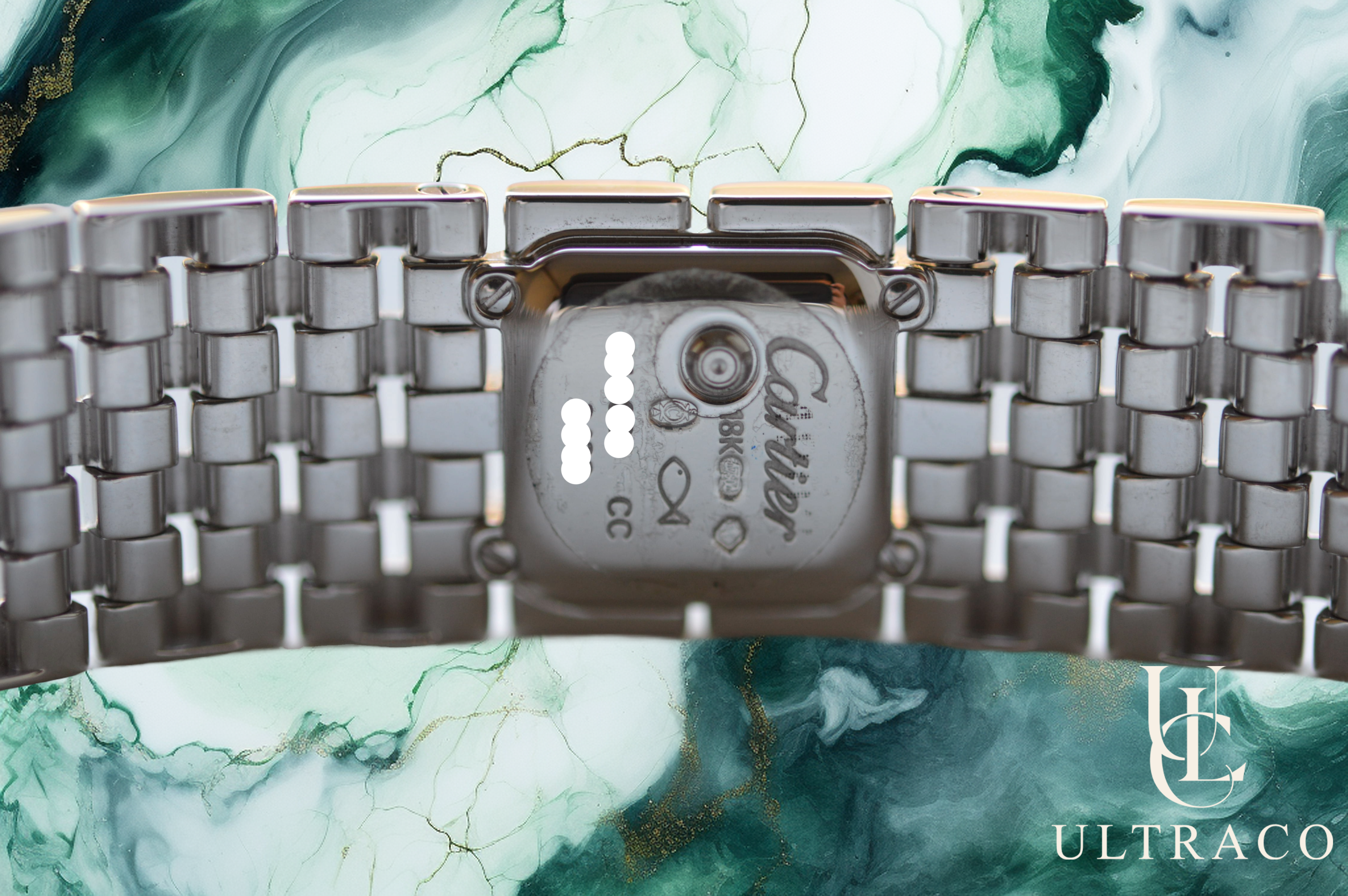 Cartier Panthère Manchette Ruban MOP Dial Diamond Bezel 18K White Gold Quartz