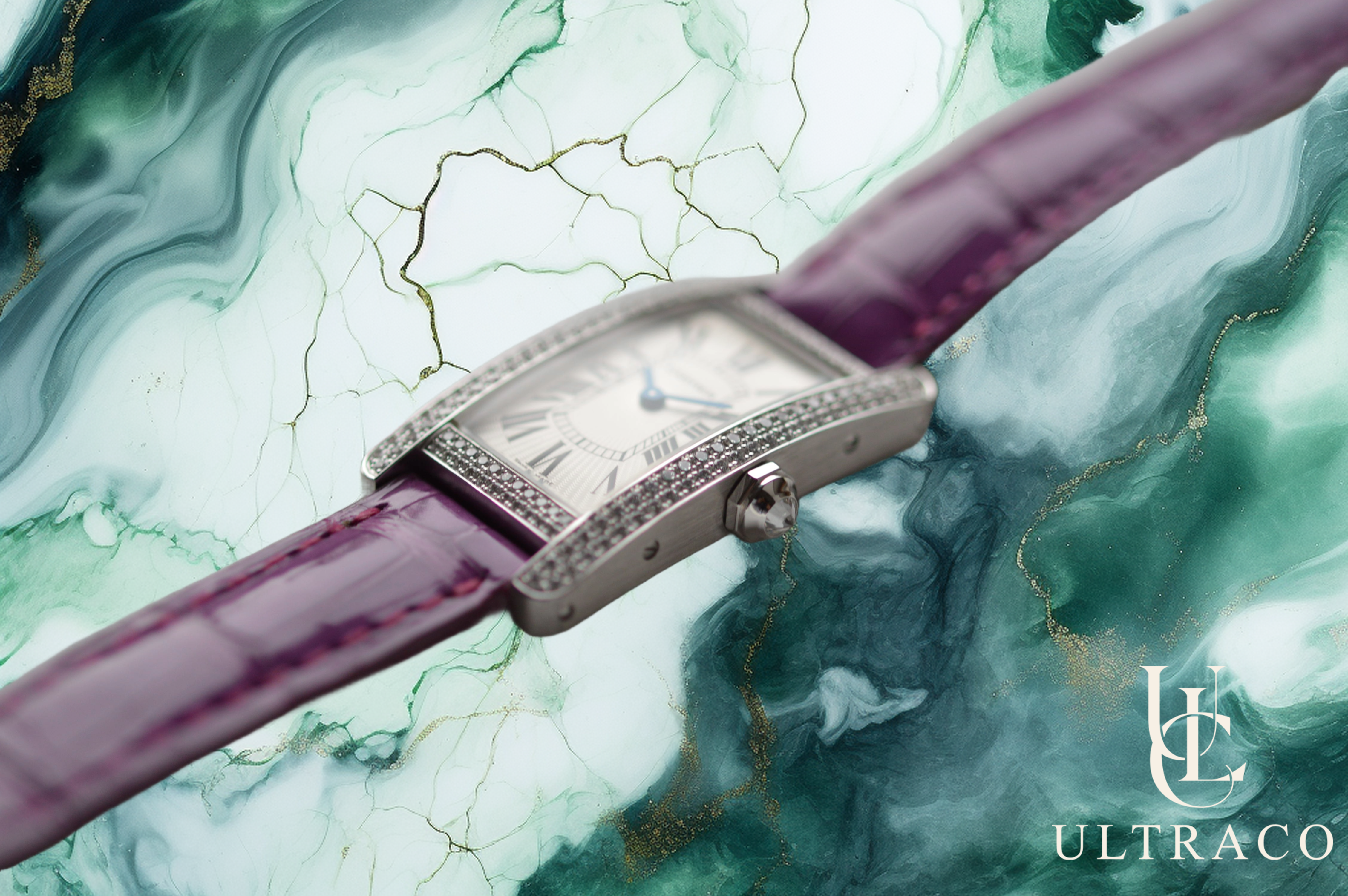 Cartier Tank Américaine 18K White Gold SM Diamond Bezel Quartz