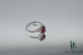 Ruby Madagascar Pigeon Blood No Heat With Diamonds In 18K White Gold RIng