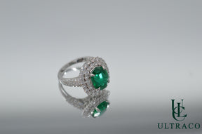 Zambian Emerald With Diamonds Set In 18K White Gold