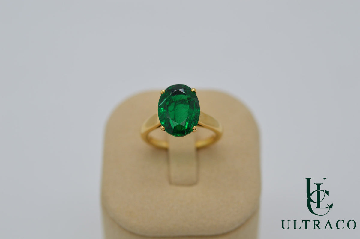 Zambian Emerald No Oil Top Quality On A Cartier 18K Yellow Gold Ring