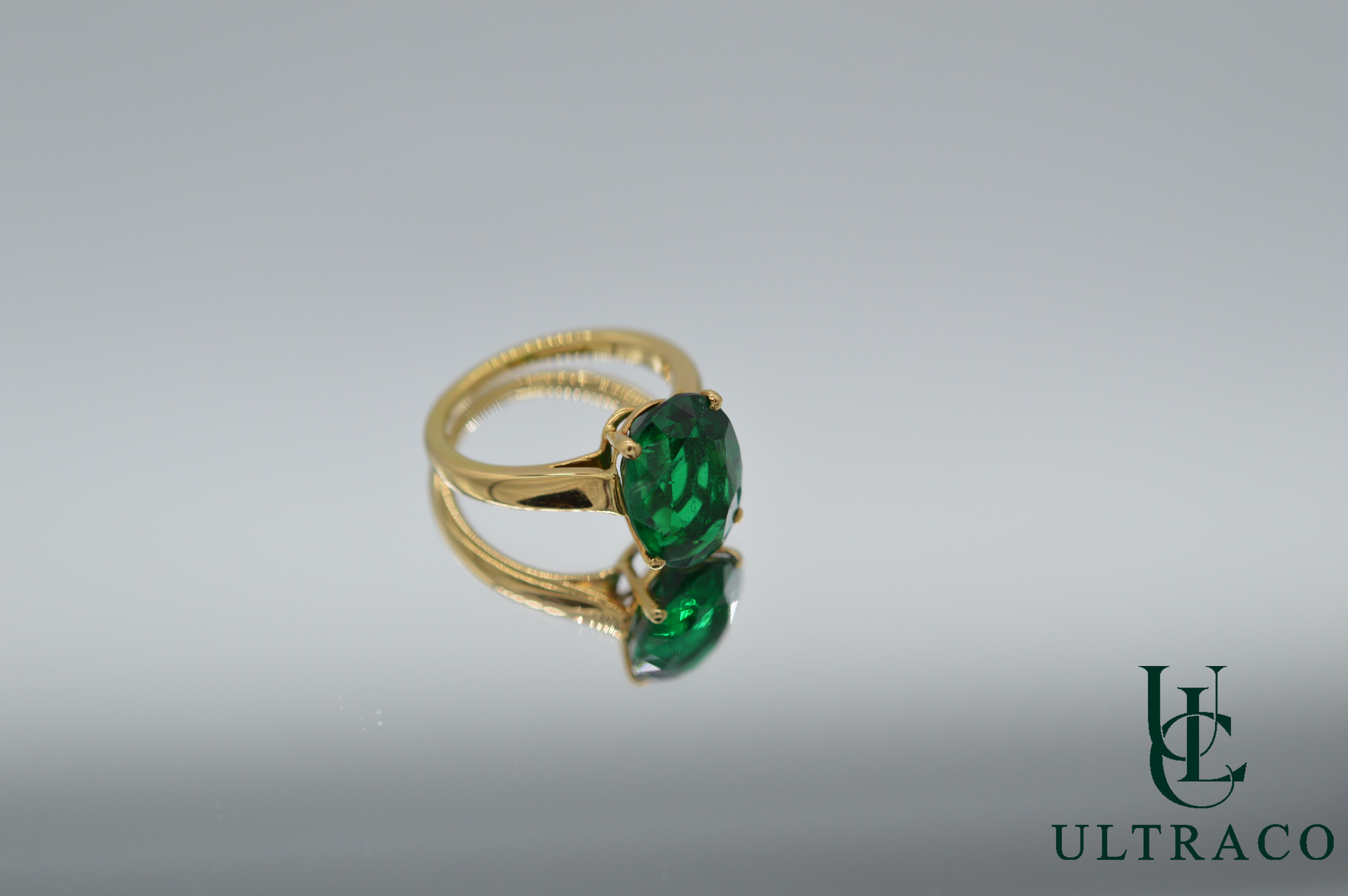 Zambian Emerald No Oil Top Quality On A Cartier 18K Yellow Gold Ring