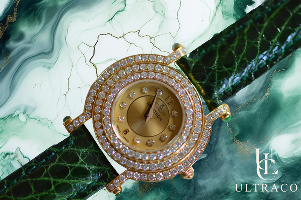 Montega Yellow Gold, Gold Dial & Pave Diamond Bezel