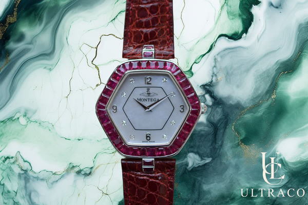 Montega White Gold MOP Dial & Pave Ruby Bezel