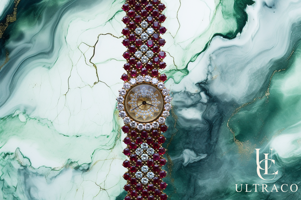 Montega Yellow Gold Unique Ruby Pave Watch