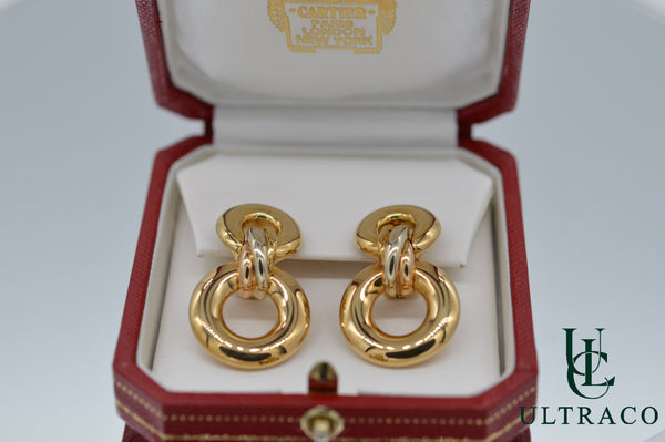 Cartier Trinity Tri-Color Earrings 18K Yellow, White & Rose Gold