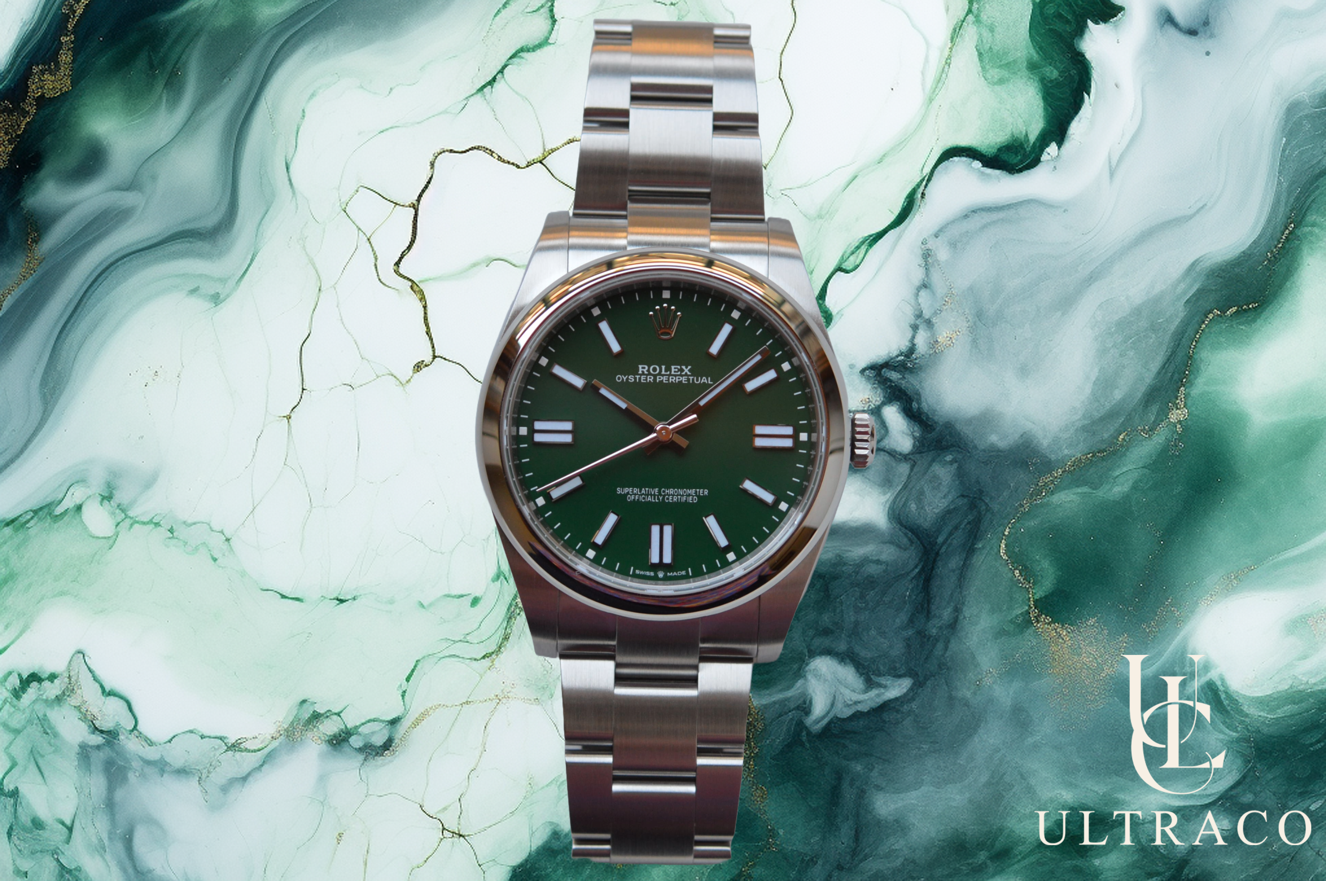 Rolex Oyster Perpetual 41 cadran vert 124300