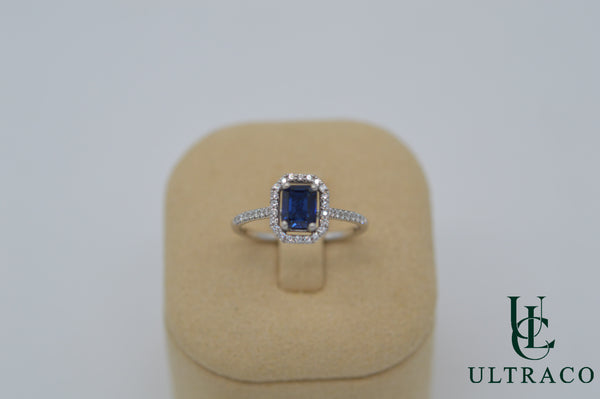 Sapphire Ceylon 18K White Gold Ring