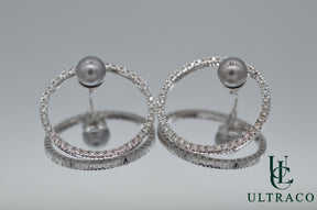 Pearls & Diamonds Hoop 18K White Gold Earrings