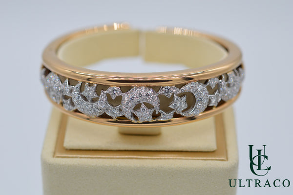 Diamond Bangle In 18K Yellow & White Gold