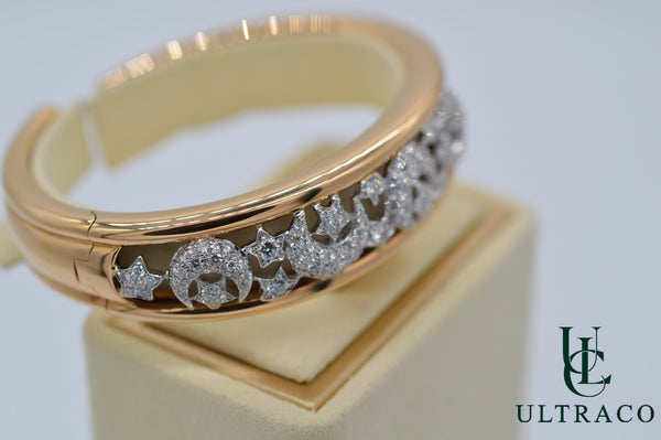 Diamond Bangle In 18K Yellow & White Gold