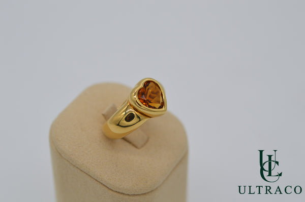 Piaget Heart Citrine 18K Yellow Gold Ring