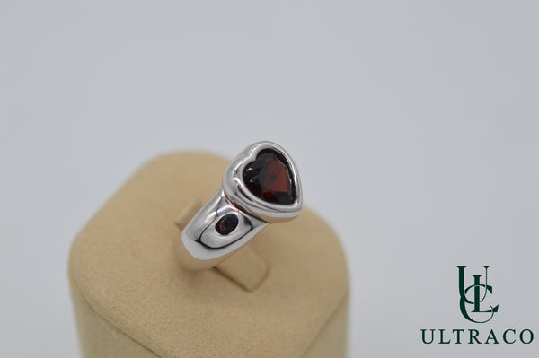 Piaget Heart Garnet 18K White Gold Ring