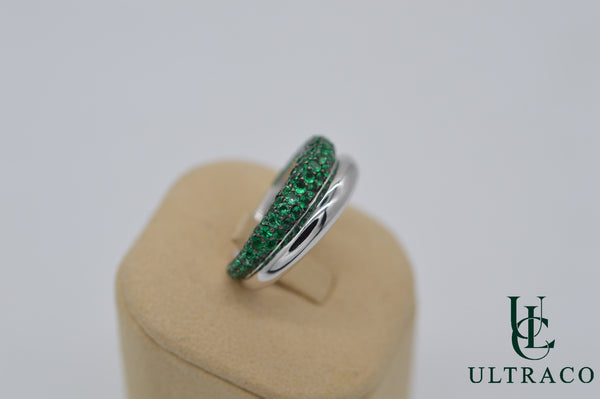 Tsavorite & 18K White Gold Ring