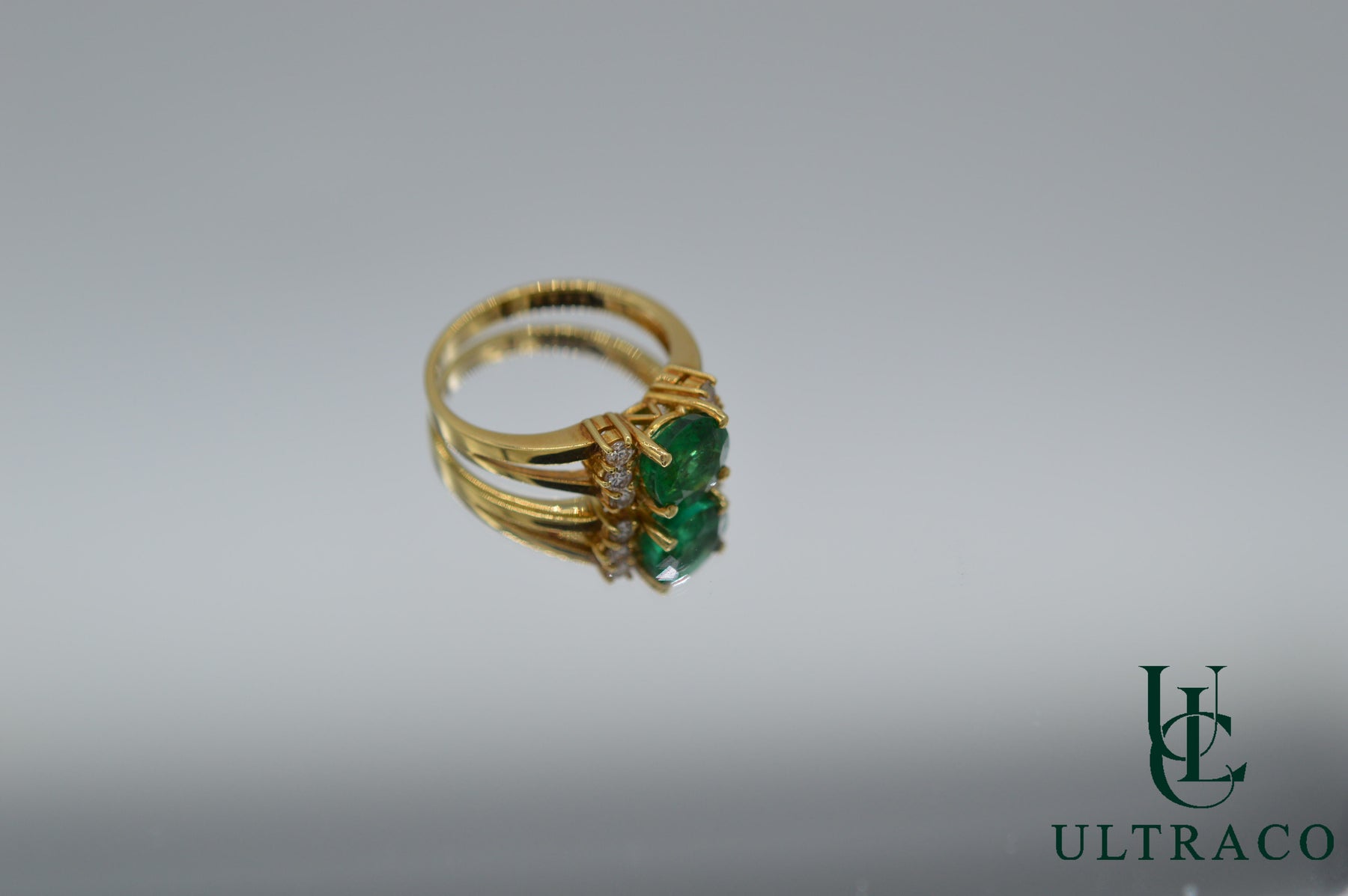 Zambian Emerald & Diamonds In 18K Yellow Gold Ring