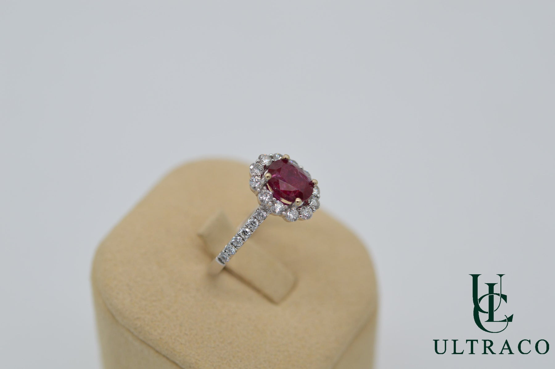 Ruby Madagascar Pigeon Blood No Heat With Diamonds In 18K White Gold RIng