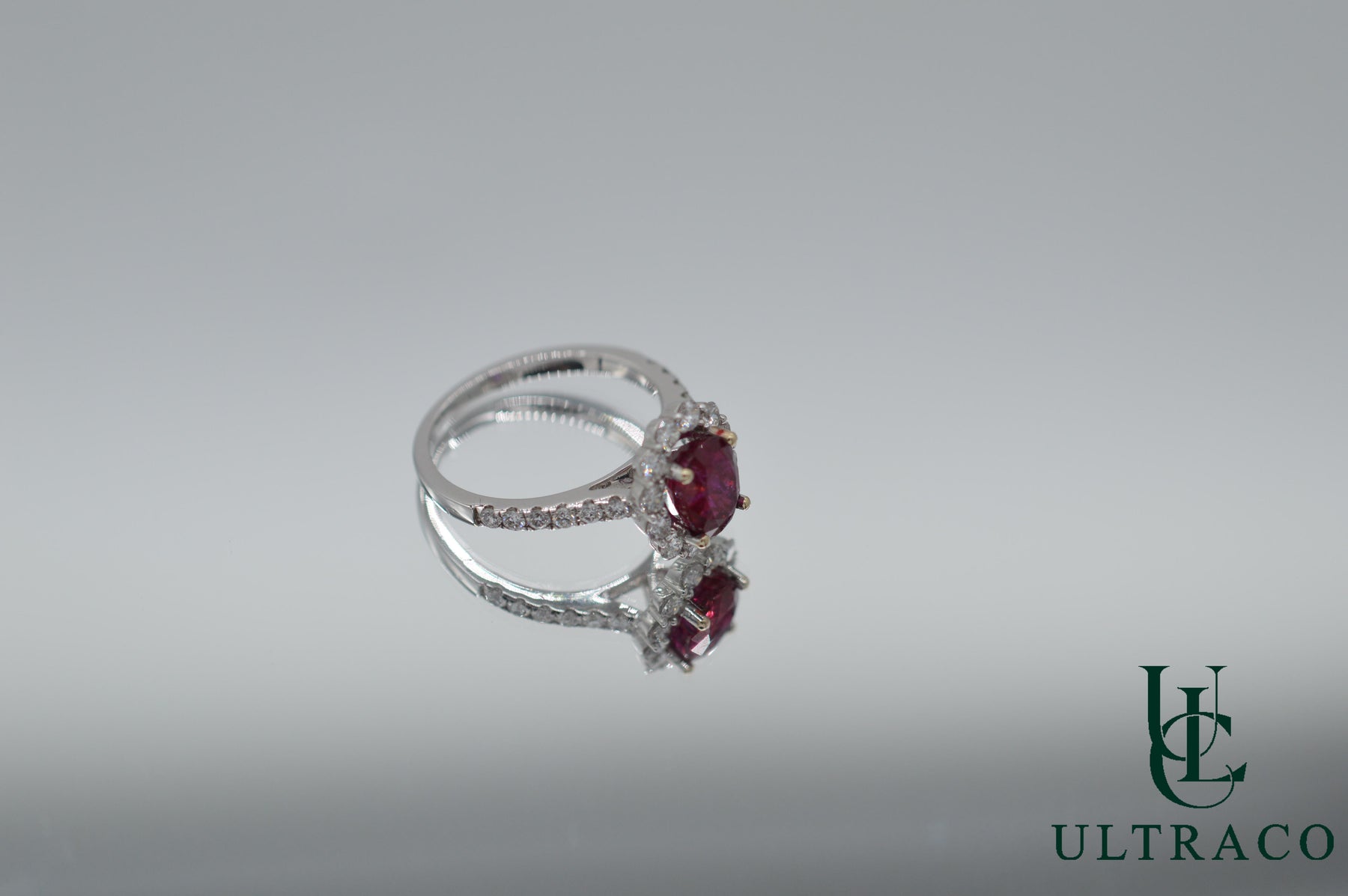 Ruby Madagascar Pigeon Blood No Heat With Diamonds In 18K White Gold RIng